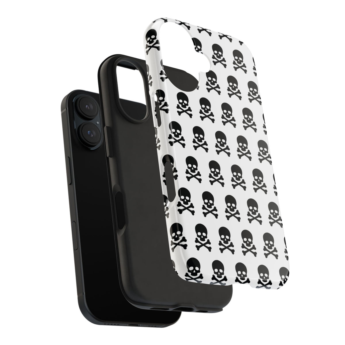 White Punk Skull Print Phone Case