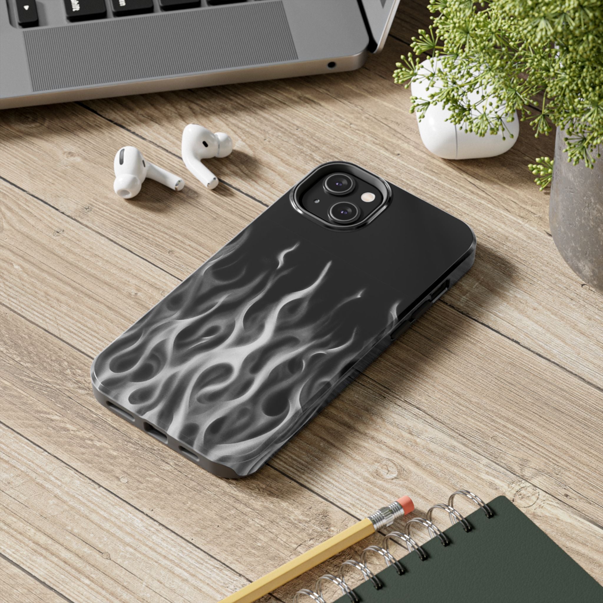 White Airbrush Flames Phone Case  - Tough Impact-Resistant Case