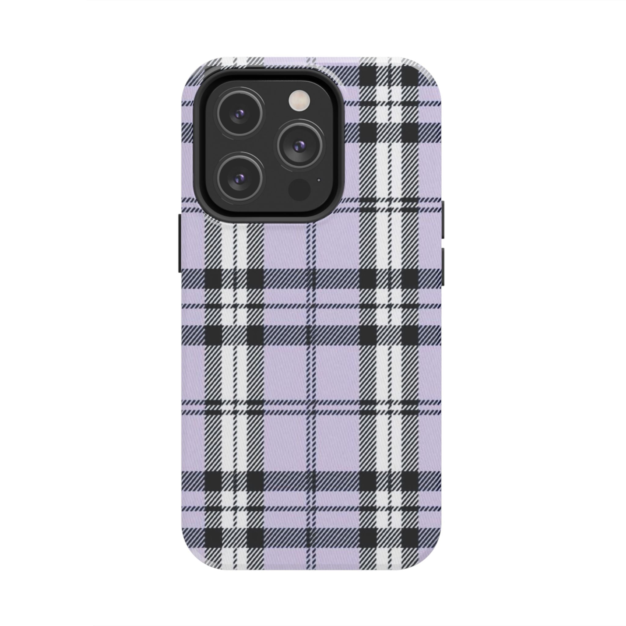 Lavender Light Purple Gingham Plaid Phone Case  - Tough Impact-Resistant Case