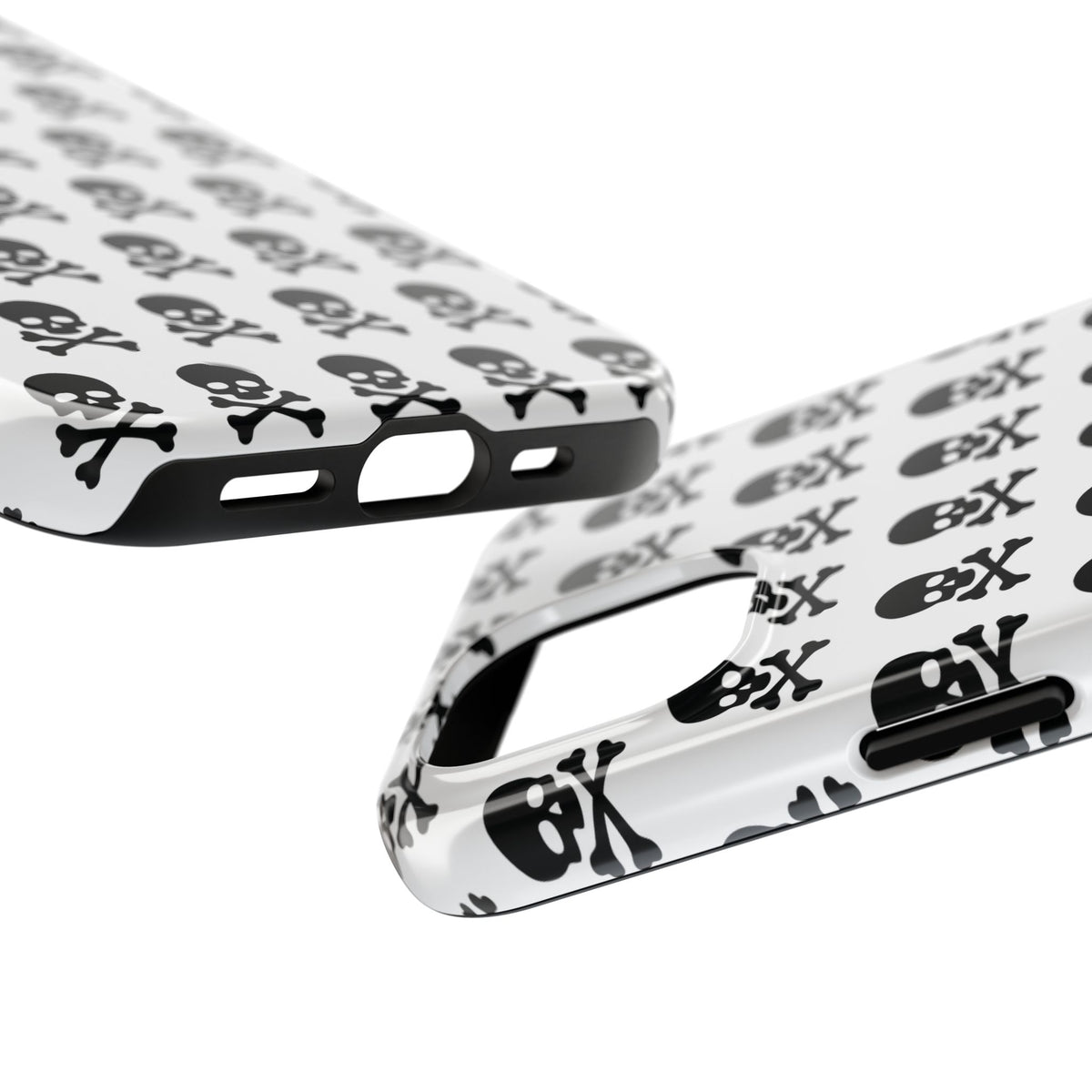 White Punk Skull Print Phone Case