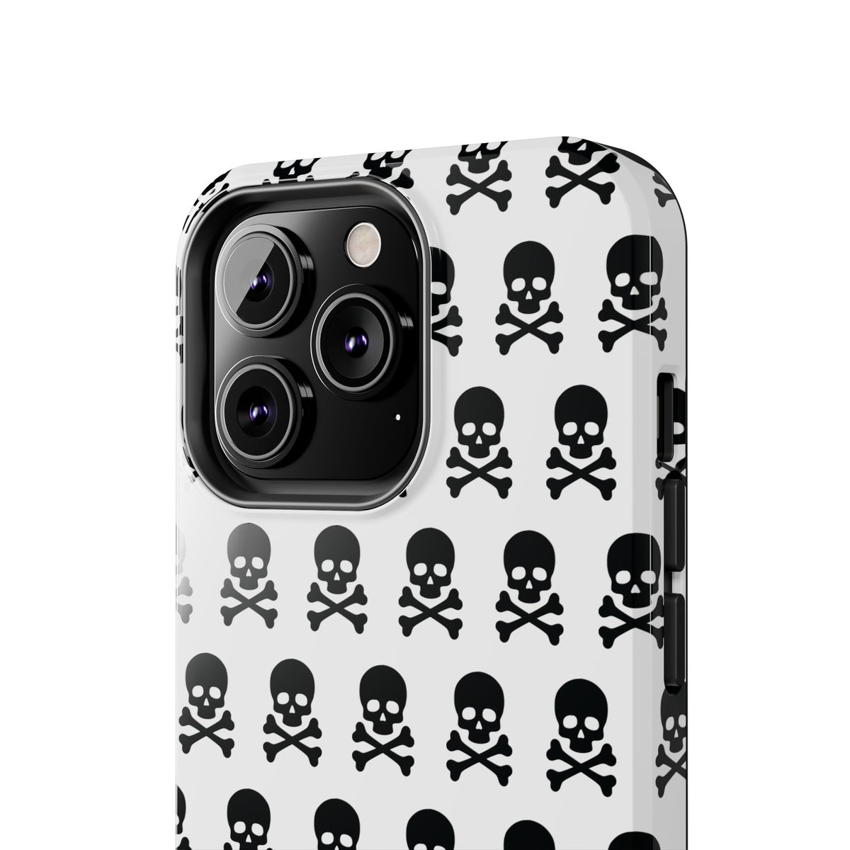 White Punk Skull Print Phone Case