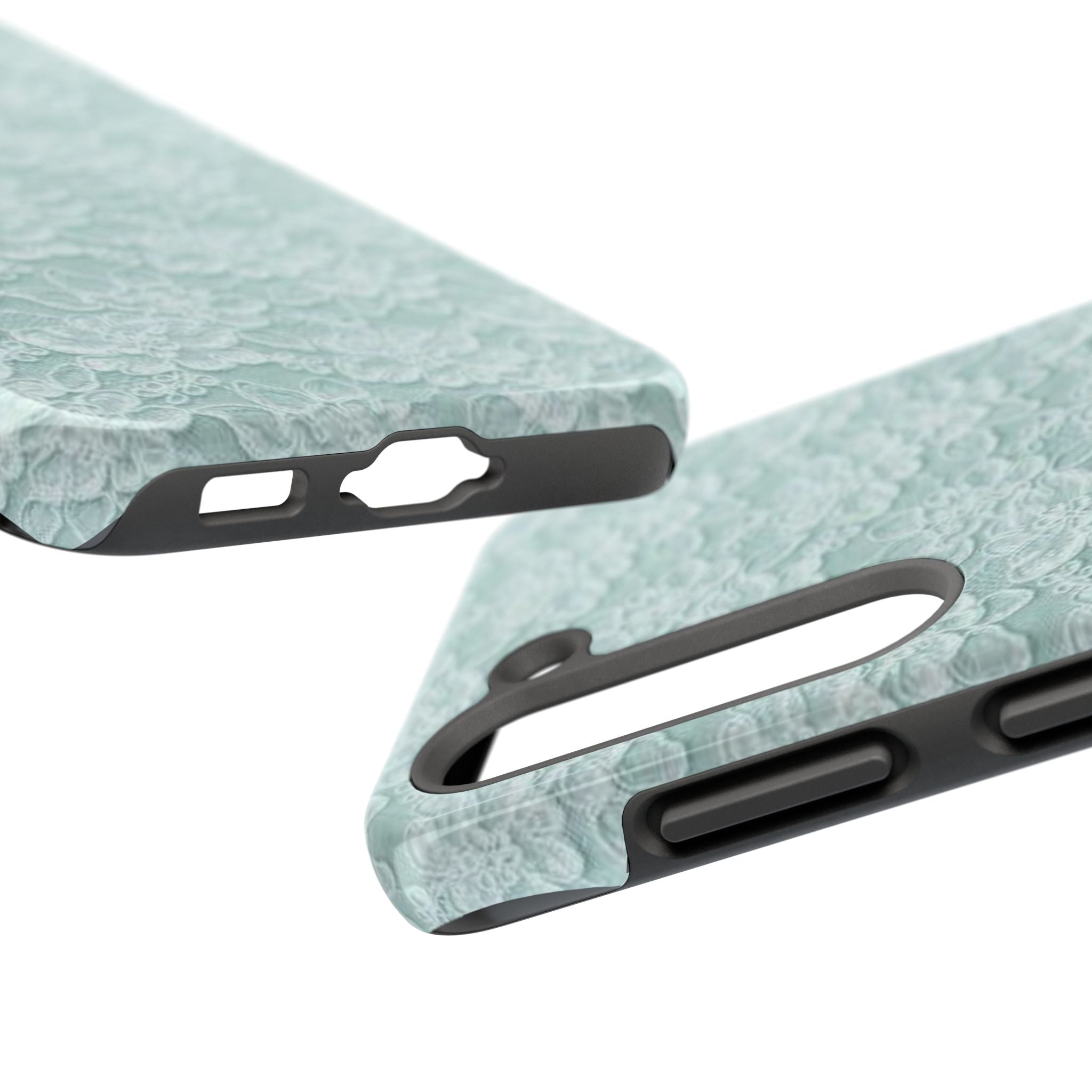 Teal Light Blue Lace Print Pattern Phone Case