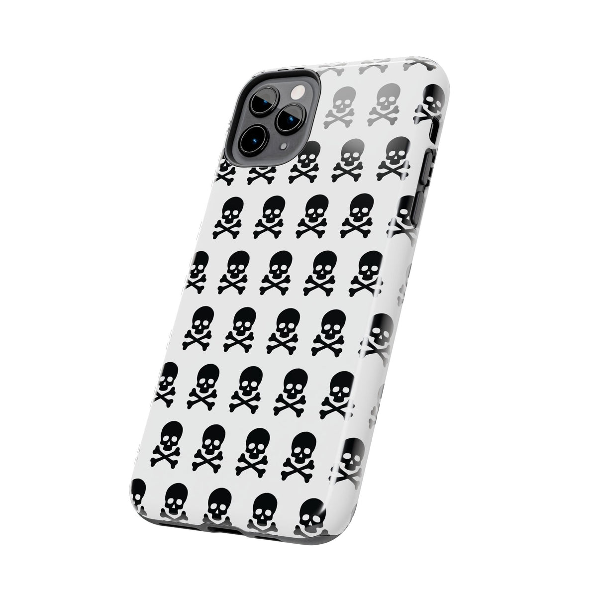 White Punk Skull Print Phone Case