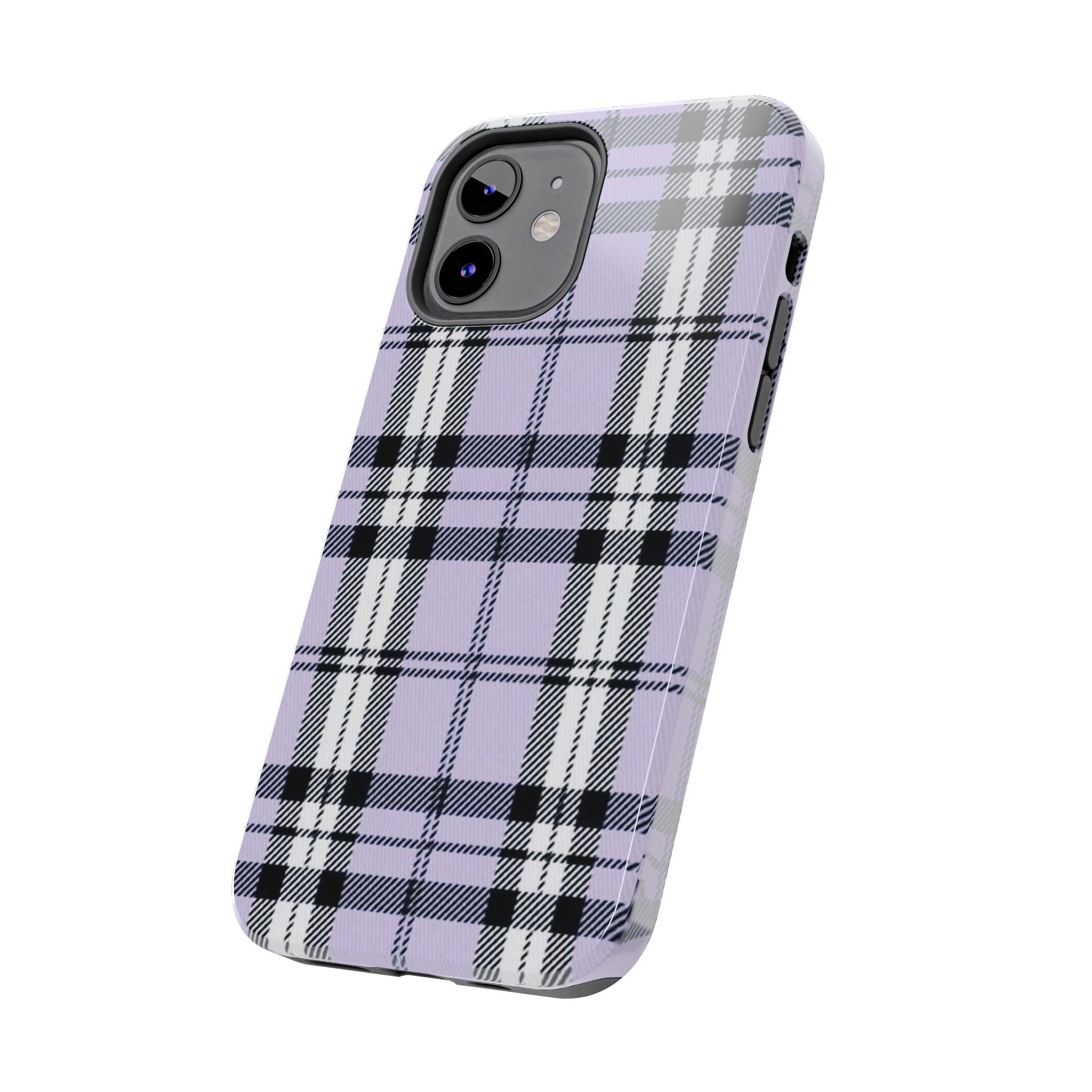 Lavender Light Purple Gingham Plaid Phone Case  - Tough Impact-Resistant Case