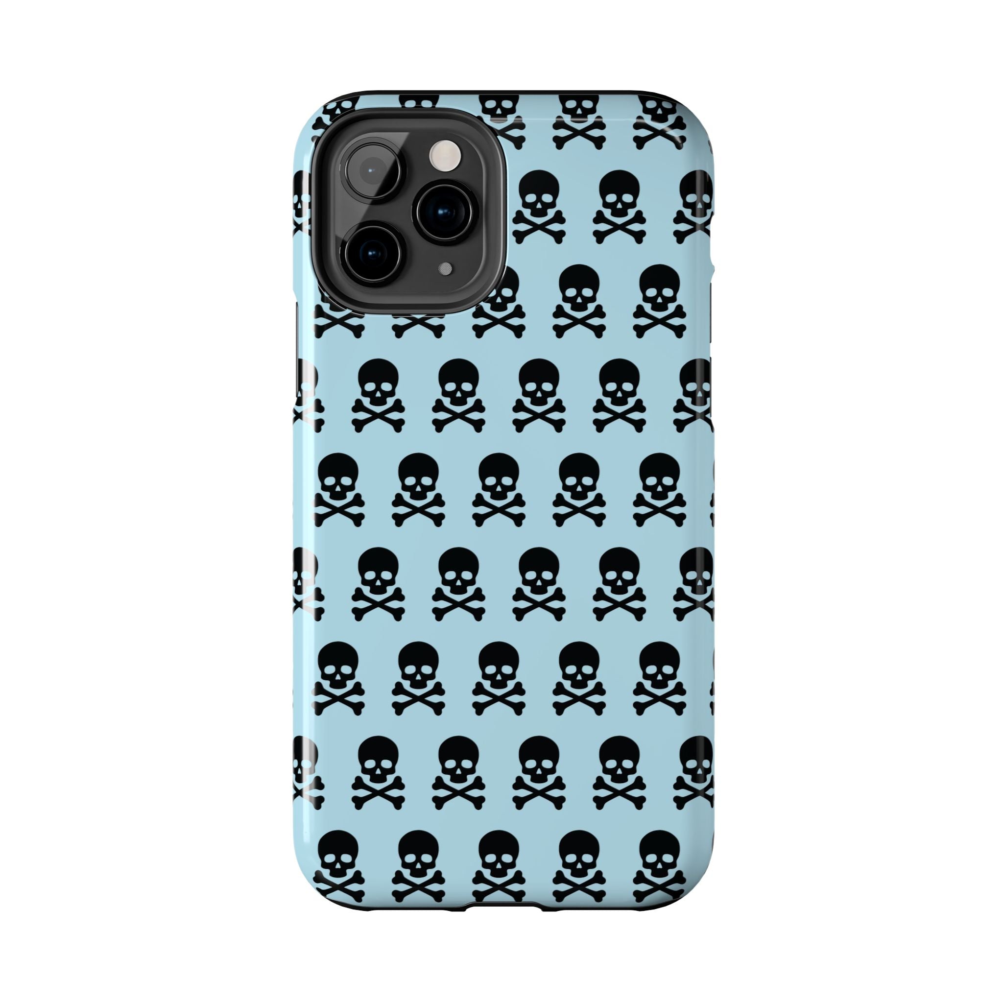 Blue Punk Skull Print Phone Case