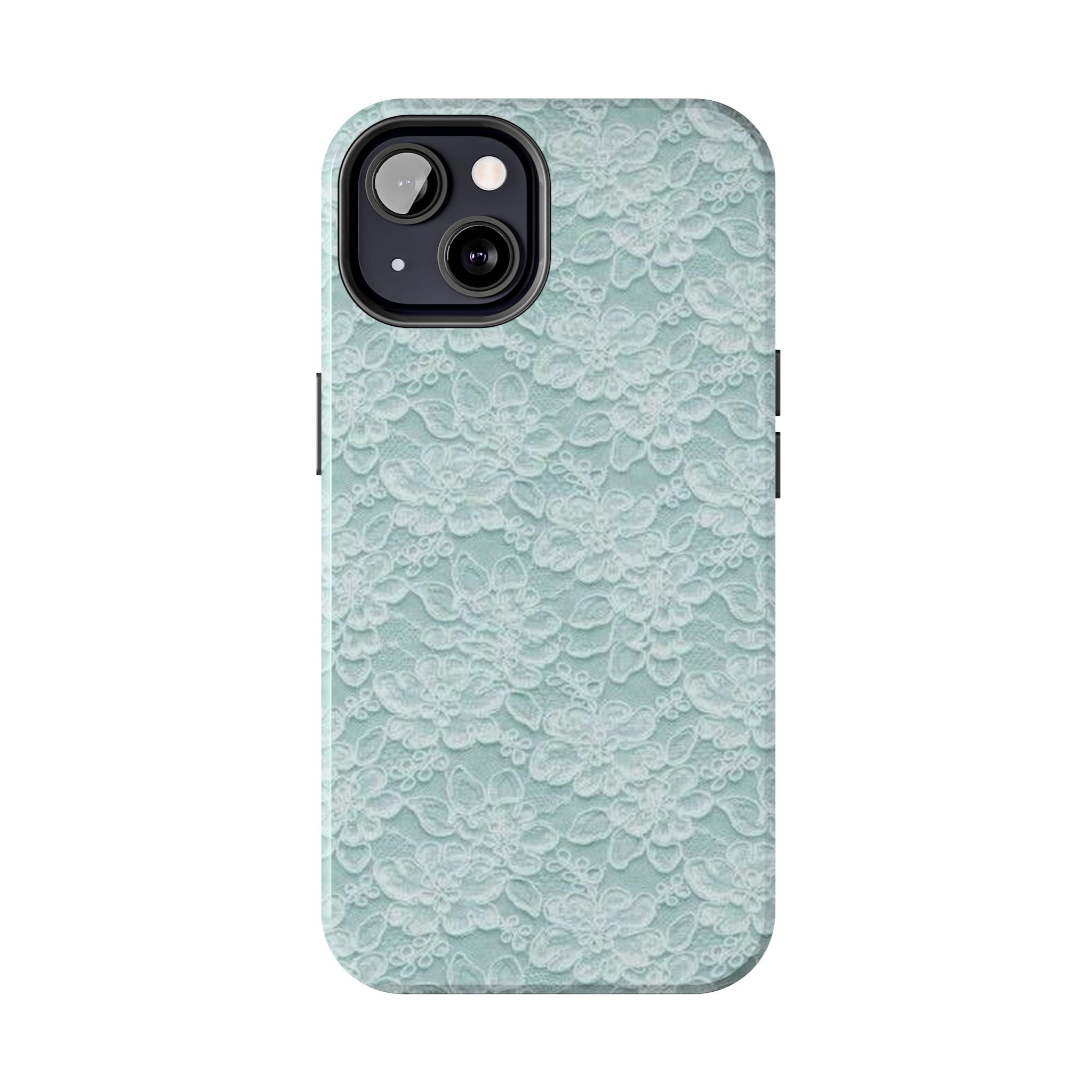 Teal Light Blue Lace Print Pattern Phone Case