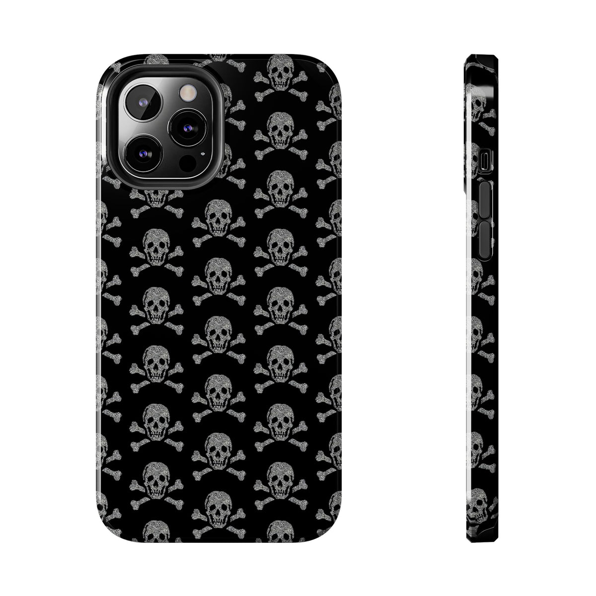 Silver Skull Print Phone Case  - Tough Impact-Resistant Case
