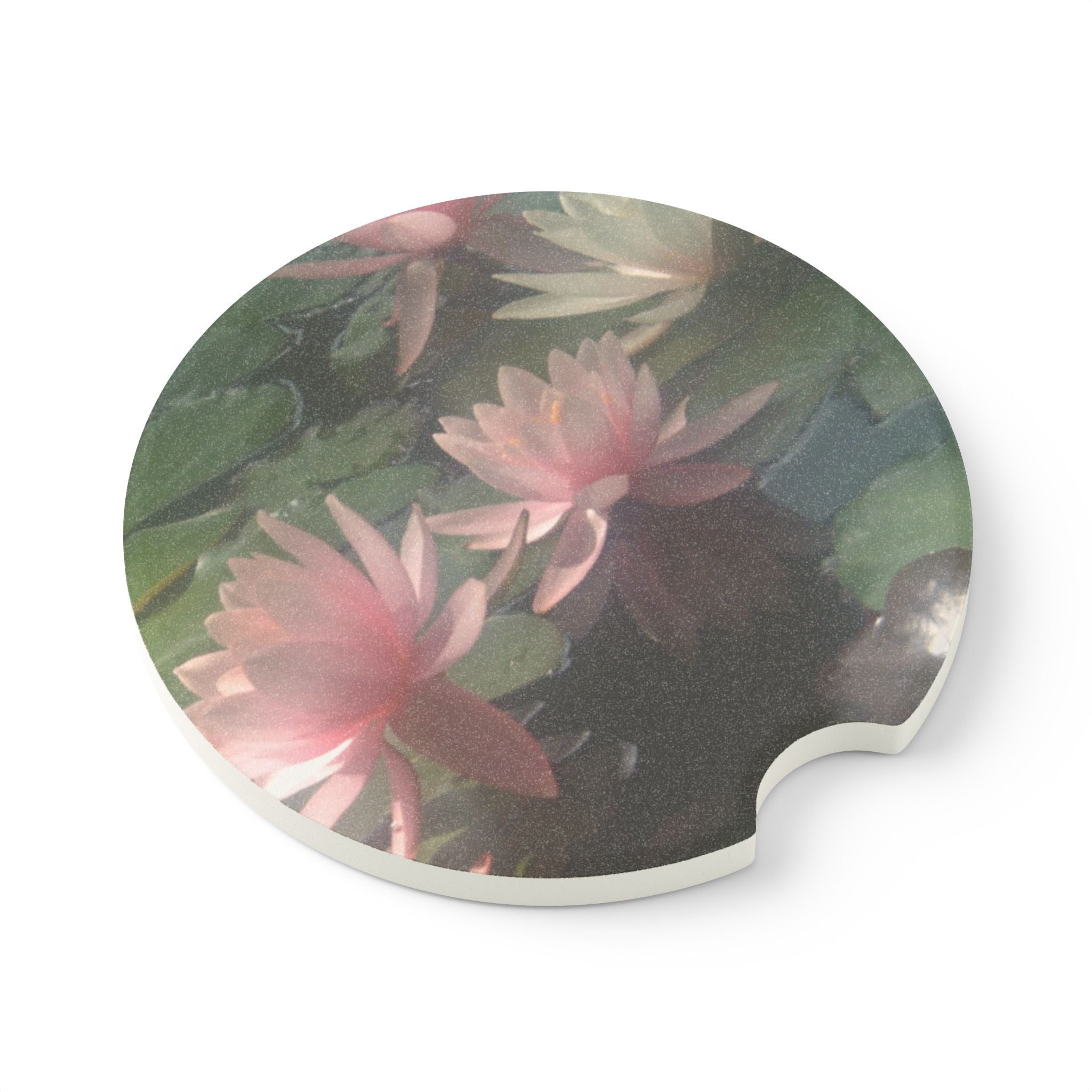 Lotus Flower Lily Pond Car Cupholder Coaster - Made of Soapstone