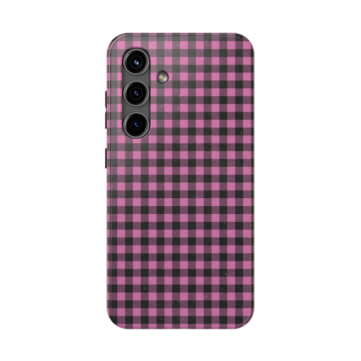 Pink and Black Faded Gingham Plaid Phone Case