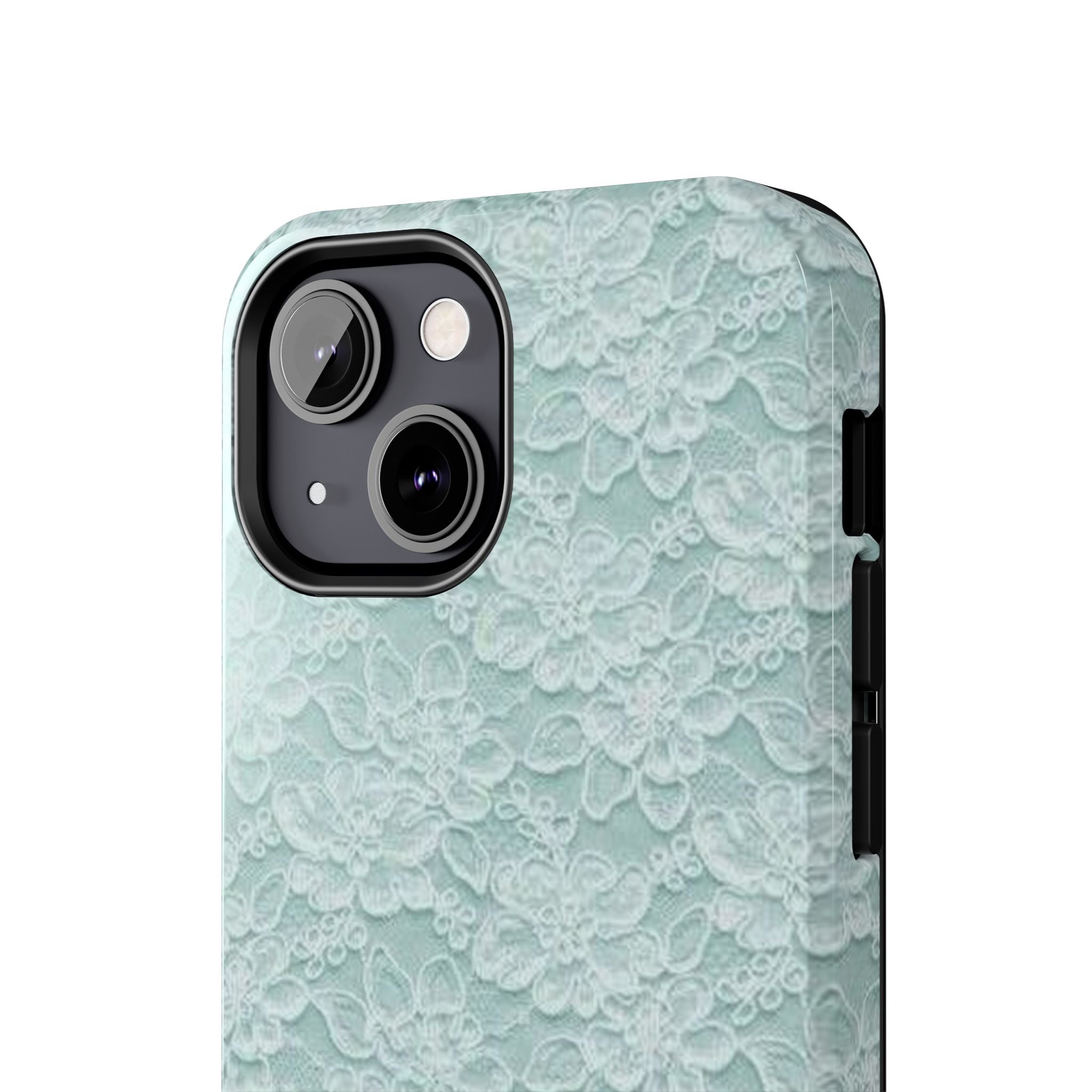 Teal Light Blue Lace Print Pattern Phone Case