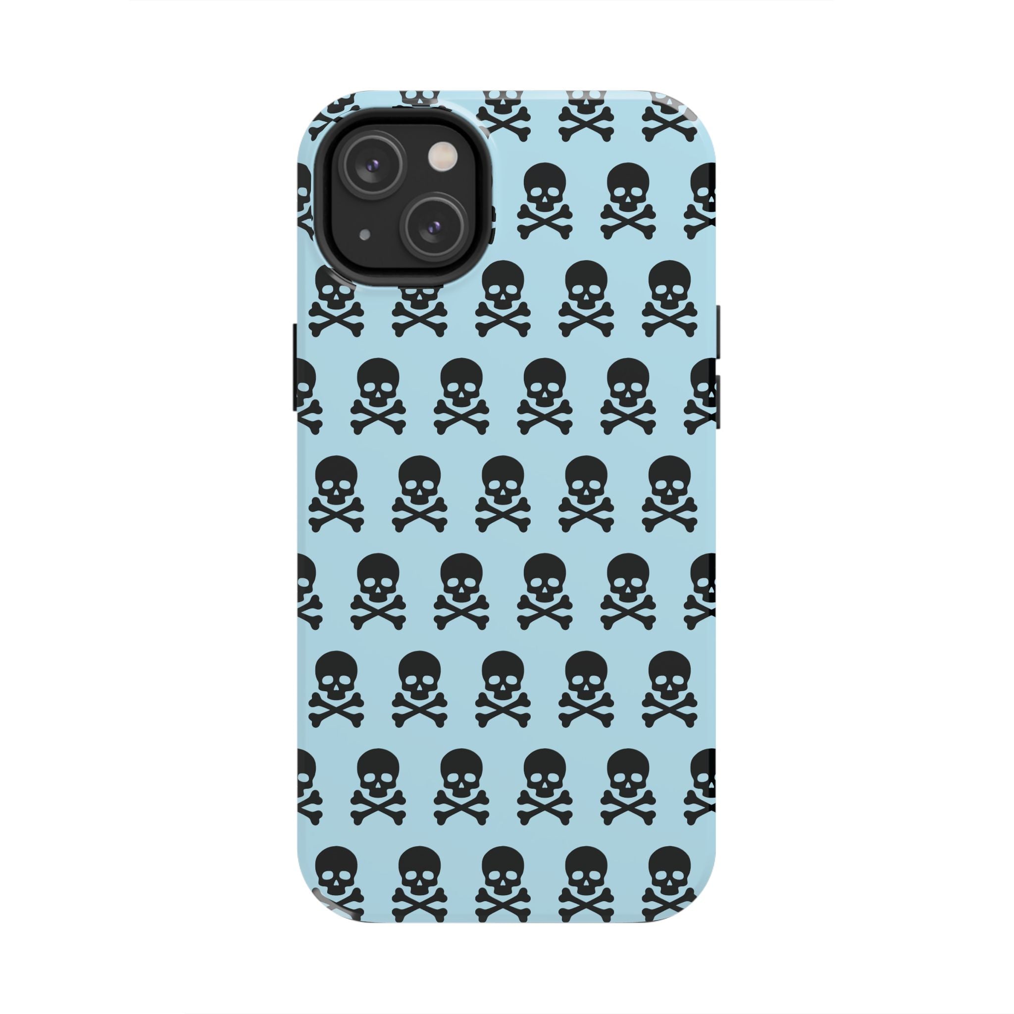 Blue Punk Skull Print Phone Case
