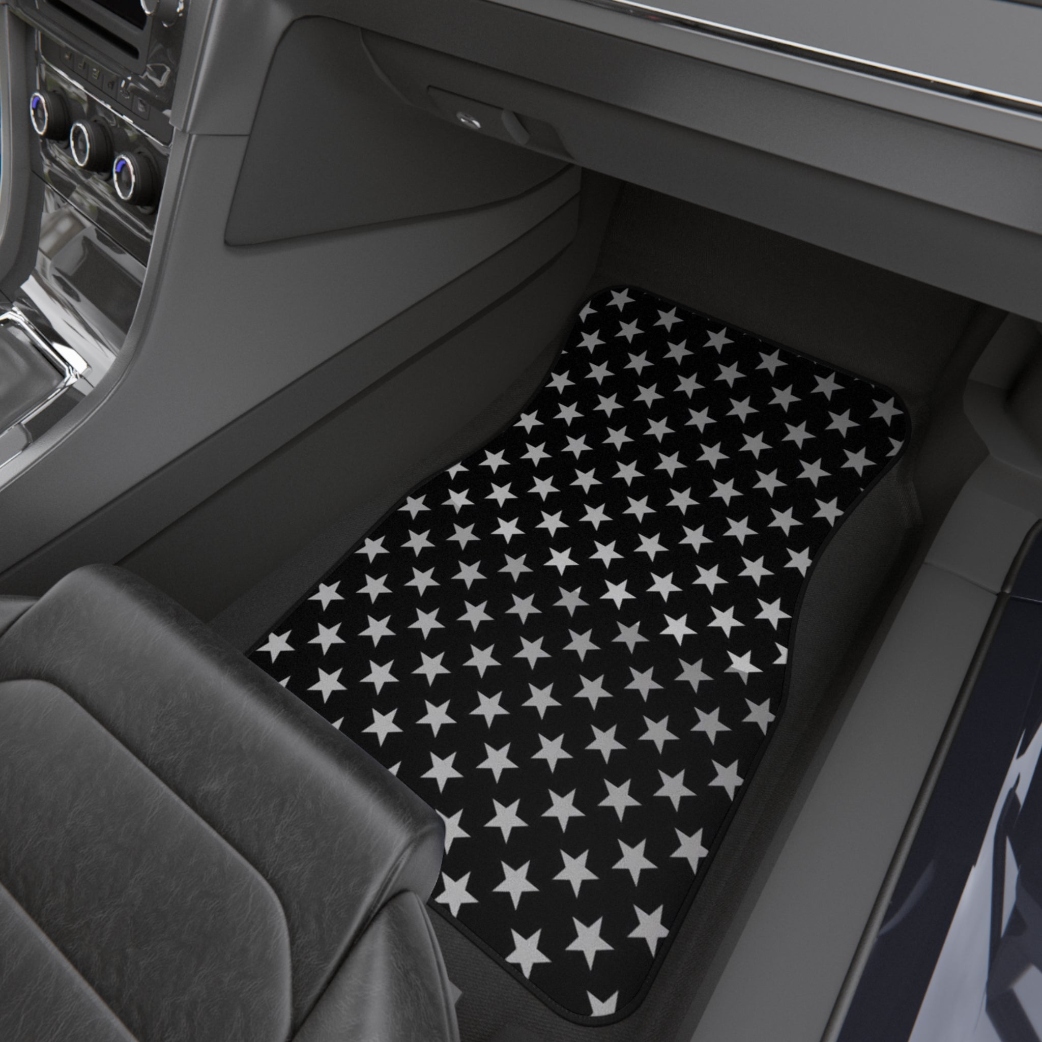 Black & White Stars - Front Floor Mats Set of 2