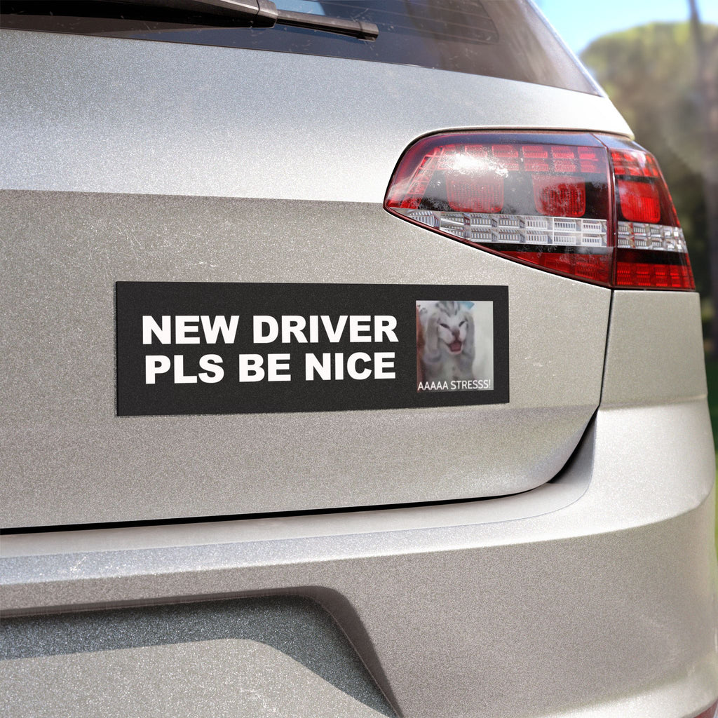 AAA STRESS!! Cute Cat New Driver Bumper Magnet