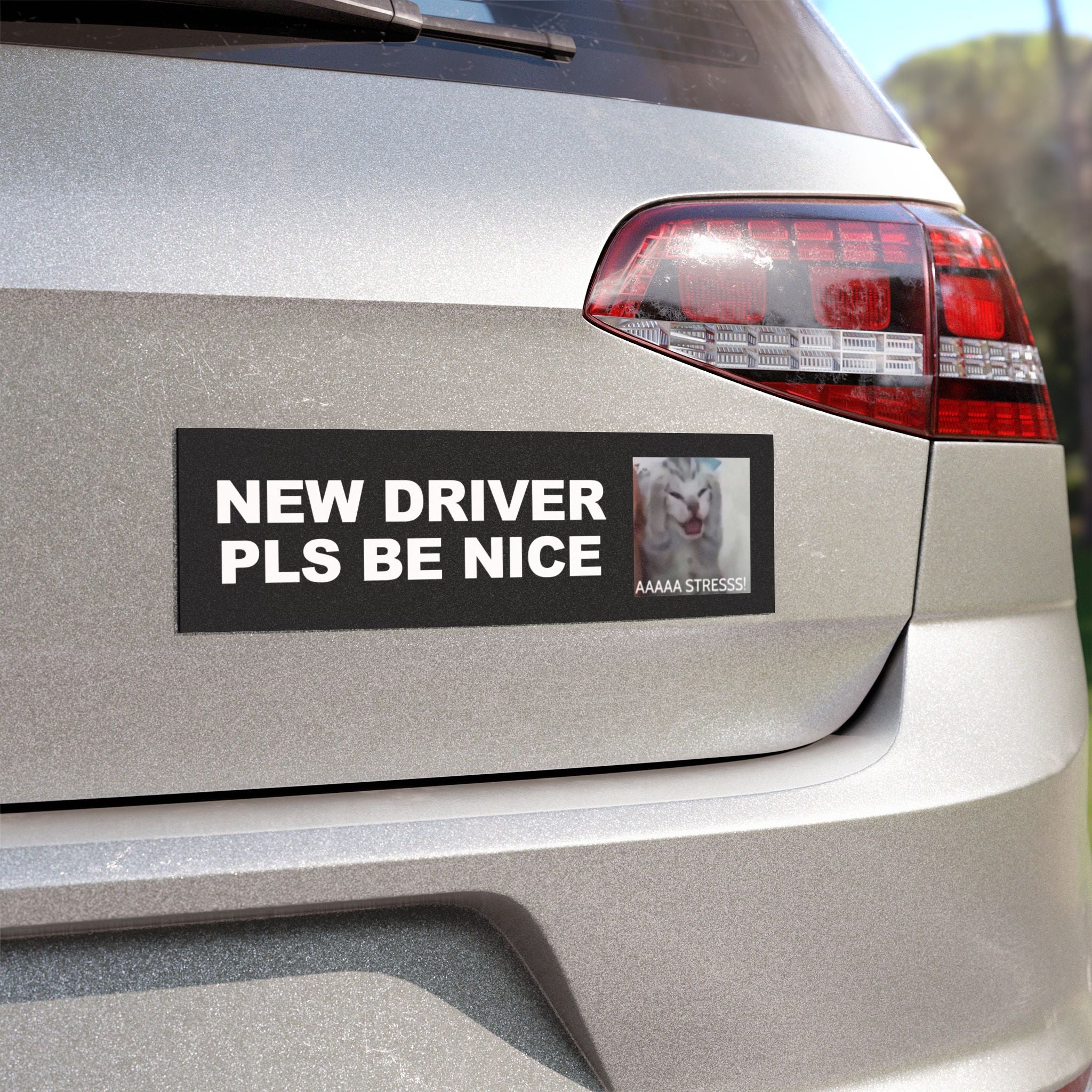 AAA STRESS!! Cute Cat New Driver Bumper Magnet