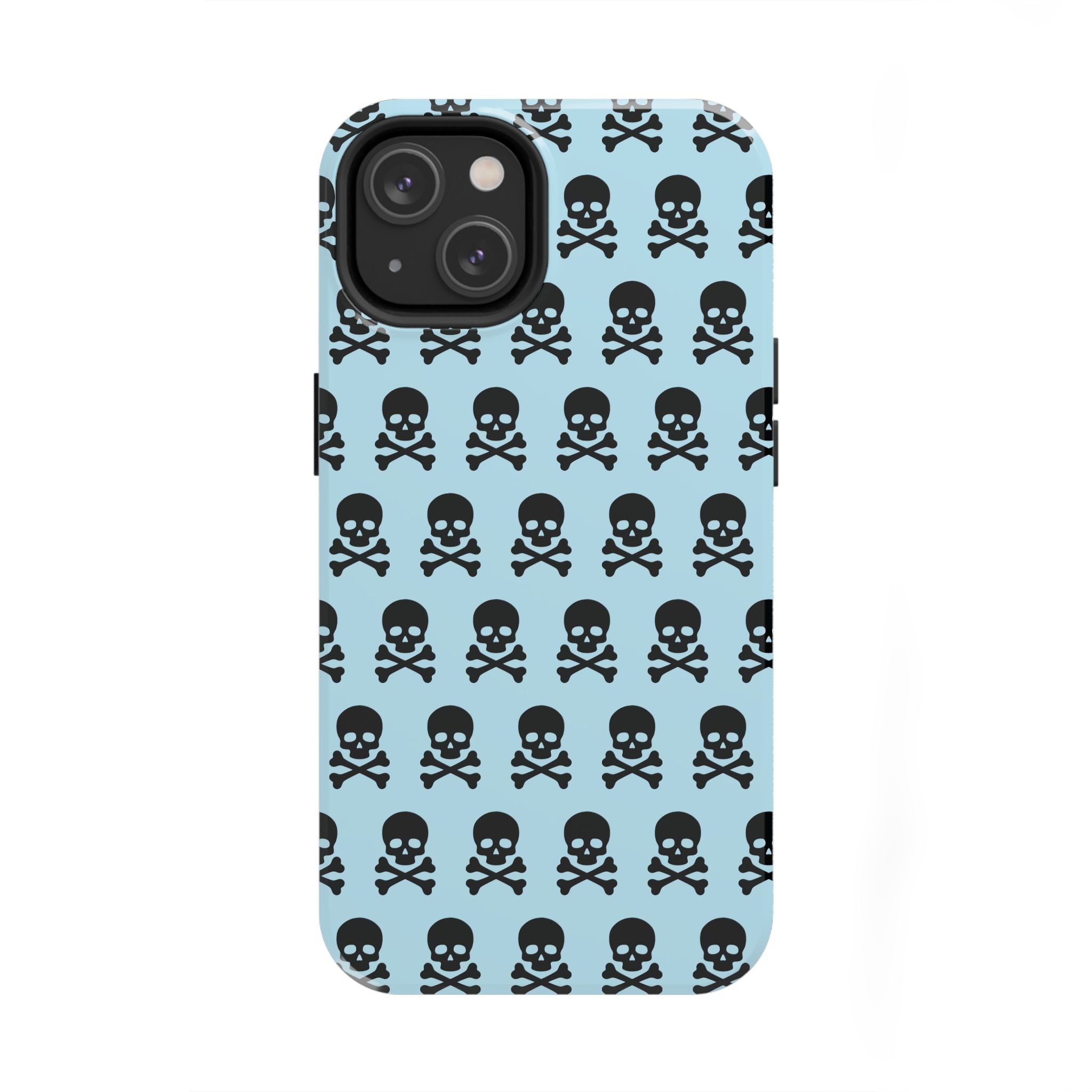 Blue Punk Skull Print Phone Case