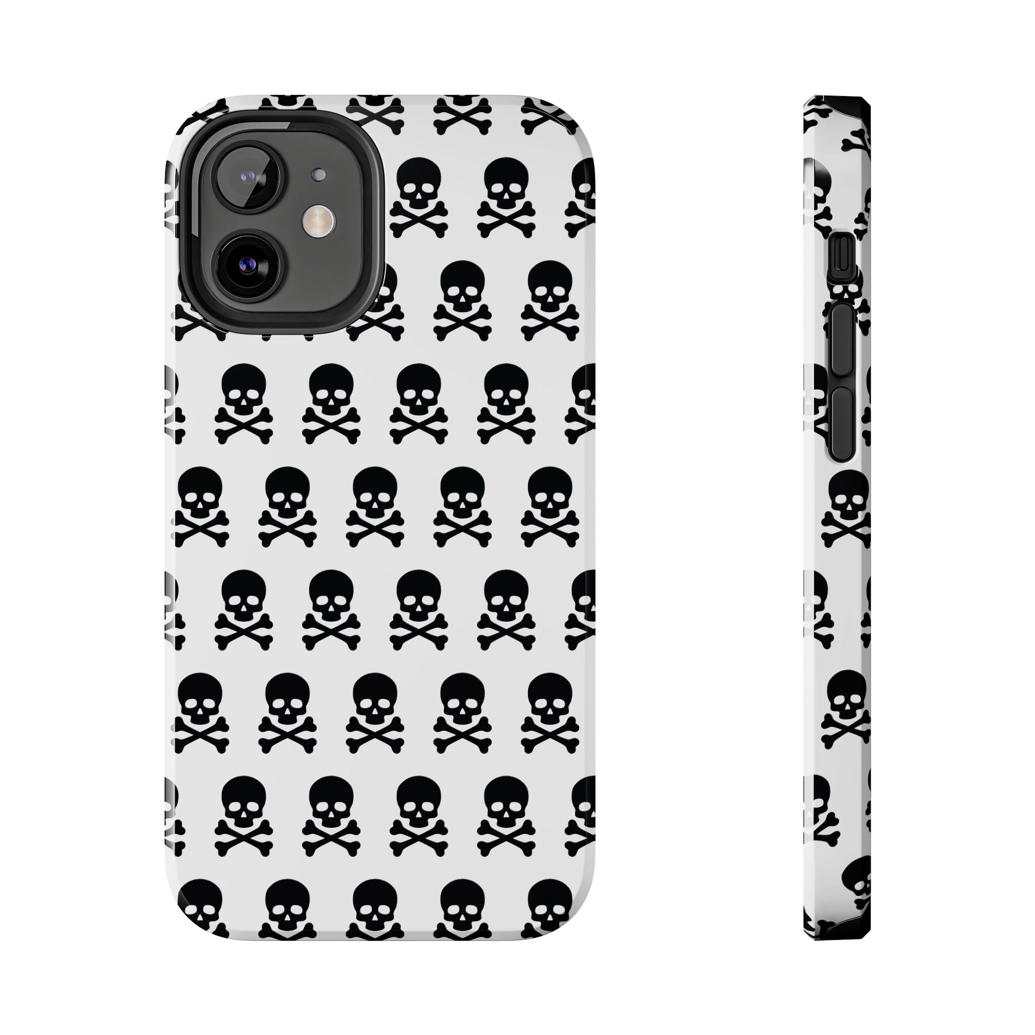 White Punk Skull Print Phone Case