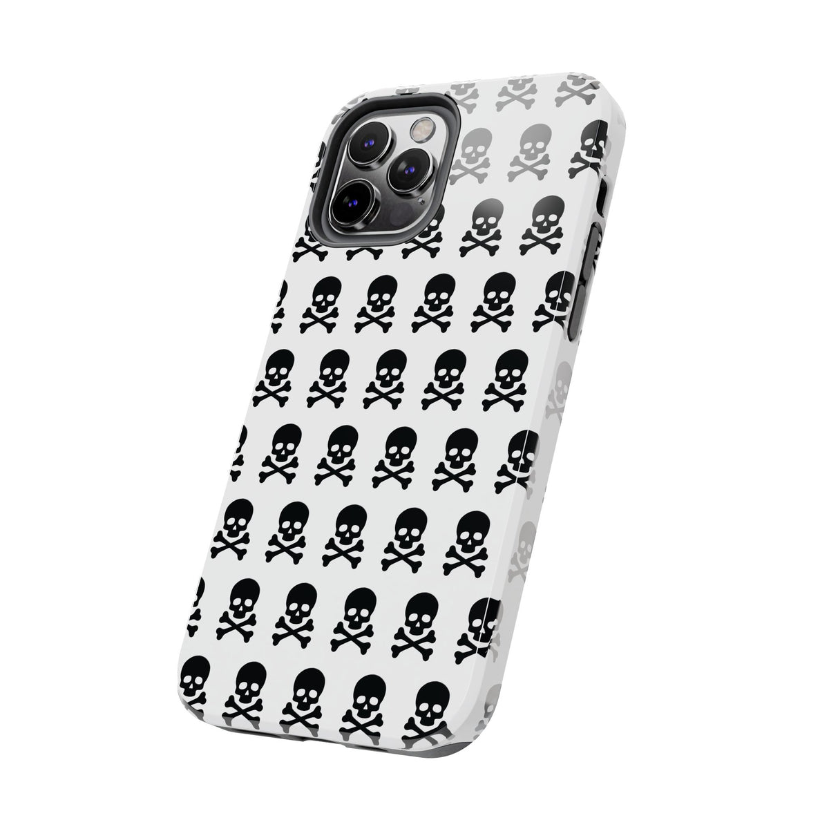 White Punk Skull Print Phone Case
