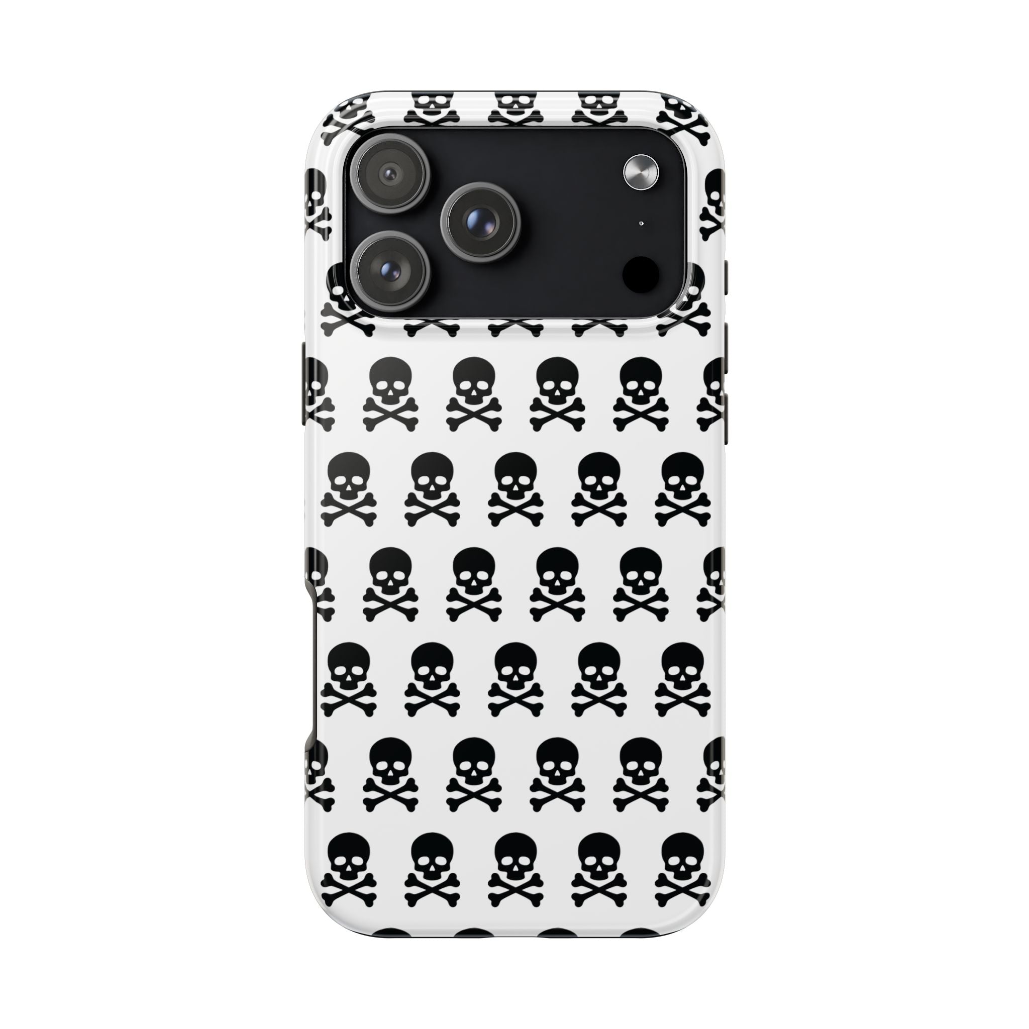 White Punk Skull Print Phone Case
