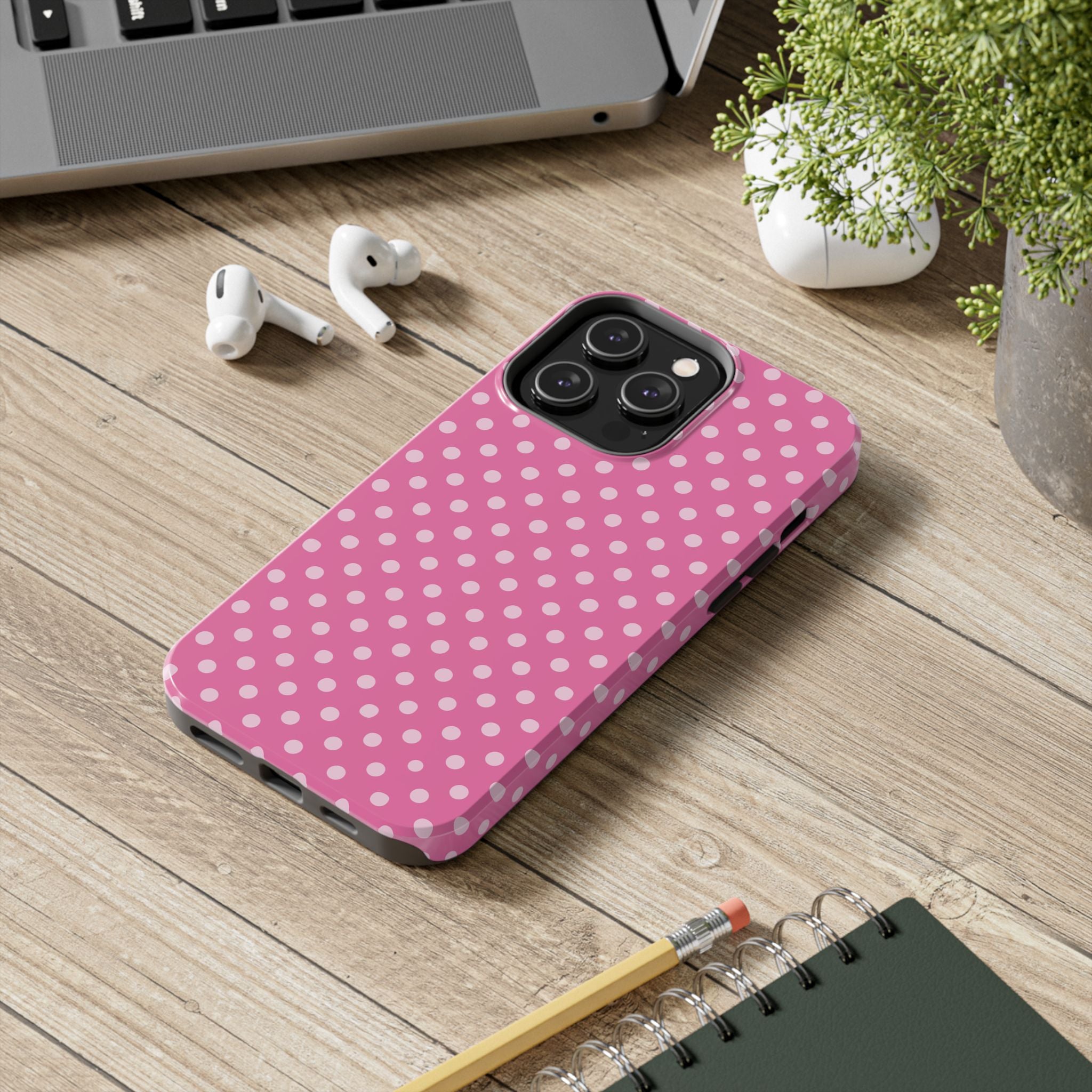 Pink on Pink Polka Dot Phone Case  - Tough Impact-Resistant Case