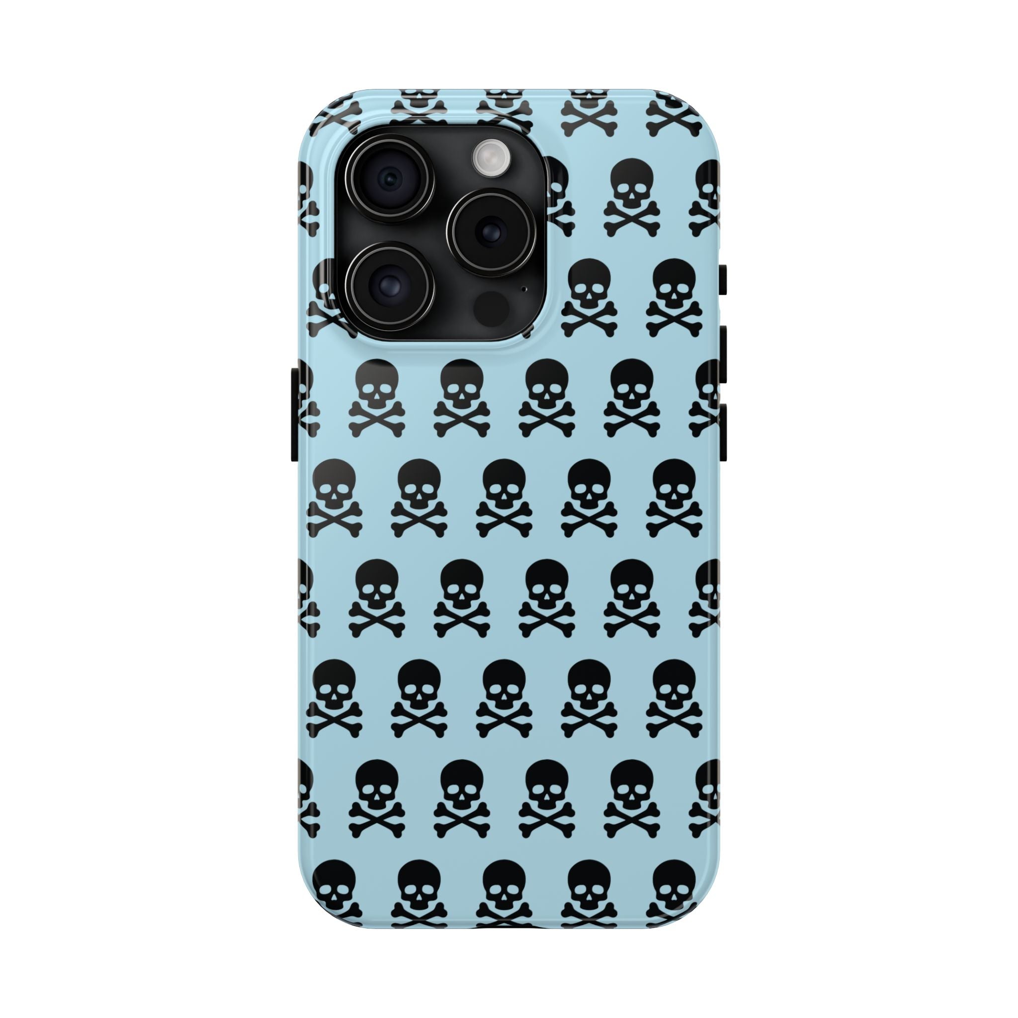 Blue Punk Skull Print Phone Case