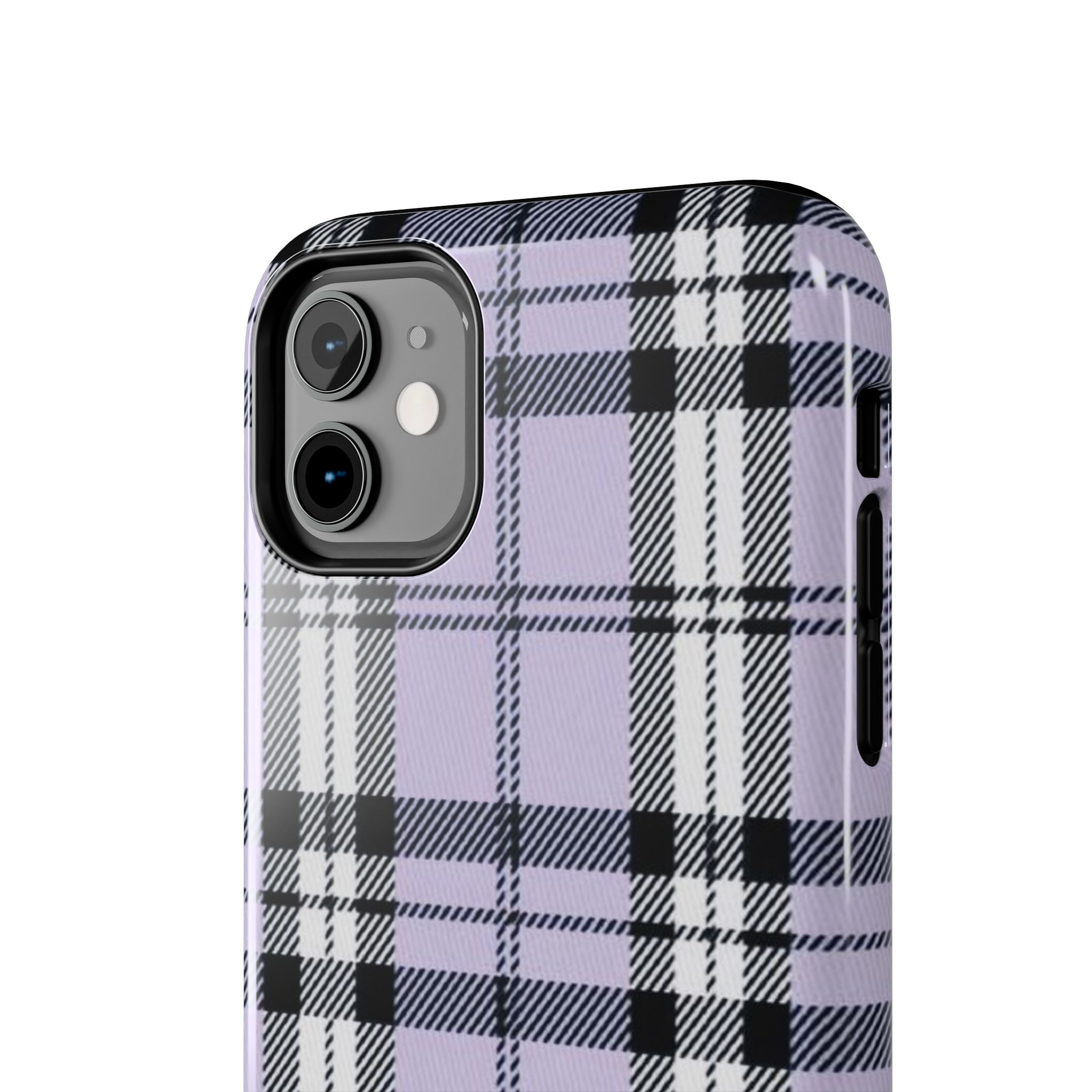Lavender Light Purple Gingham Plaid Phone Case  - Tough Impact-Resistant Case
