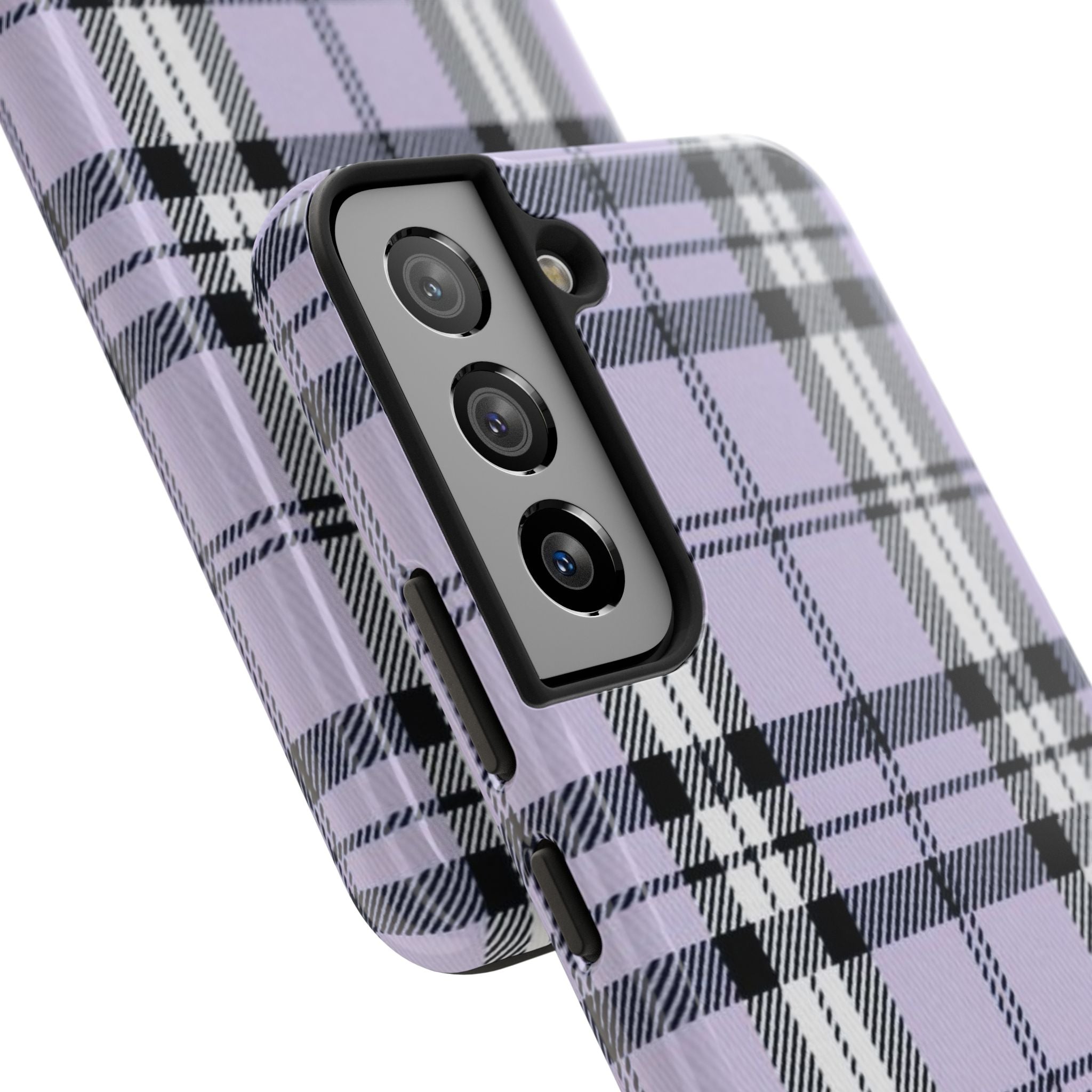 Lavender Light Purple Gingham Plaid Phone Case  - Tough Impact-Resistant Case