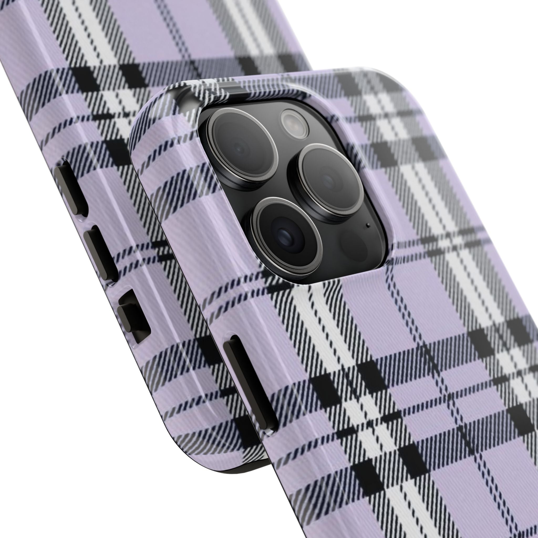 Lavender Light Purple Gingham Plaid Phone Case  - Tough Impact-Resistant Case