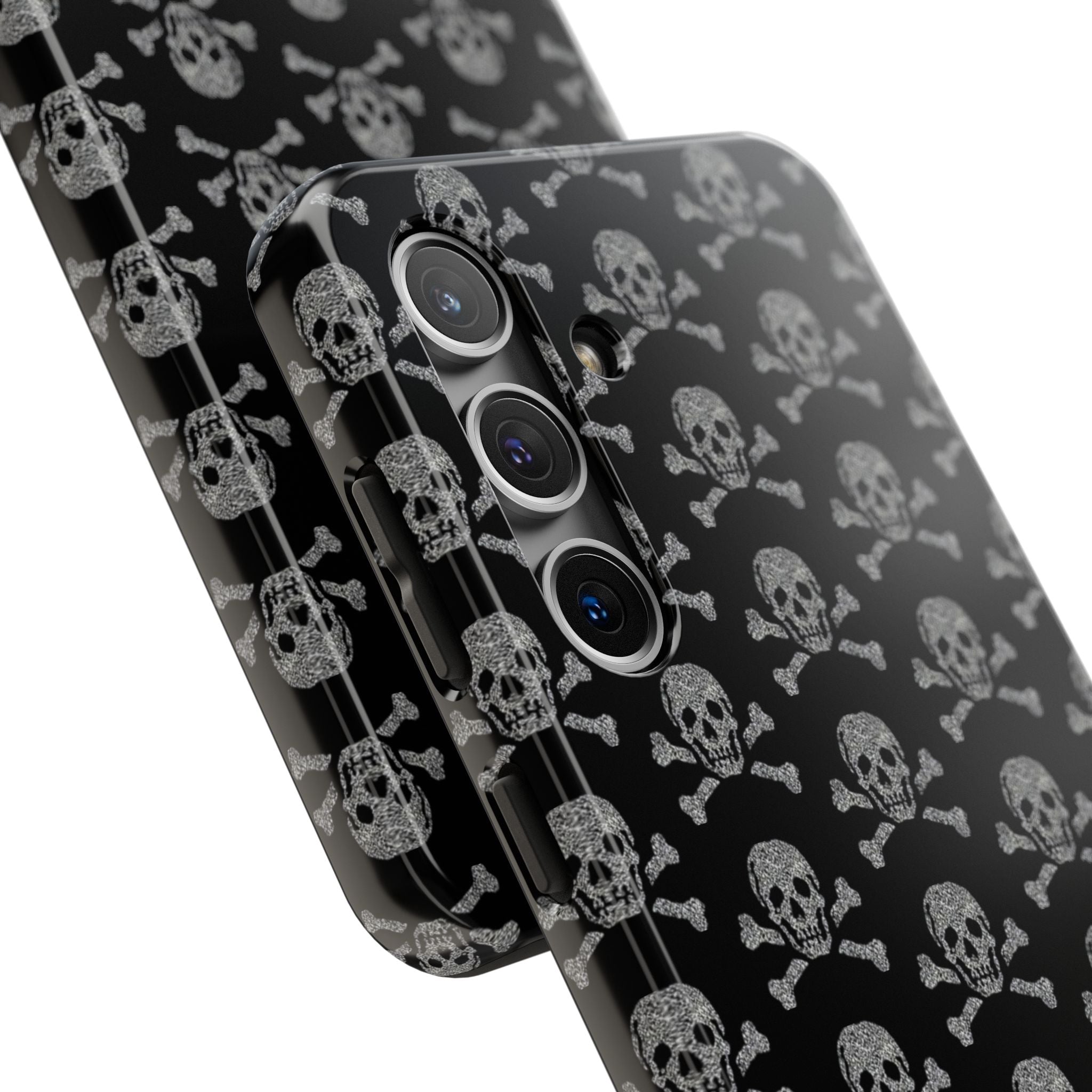 Silver Skull Print Phone Case  - Tough Impact-Resistant Case