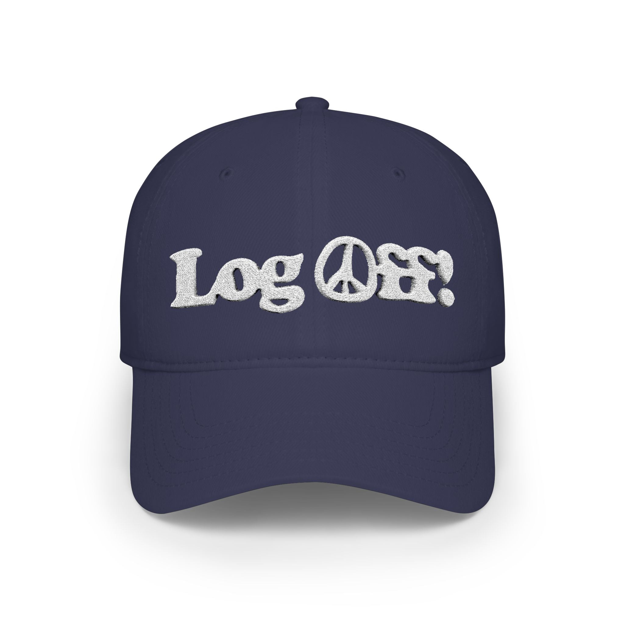 Log Off Peace Sign (White Text) Low Profile Baseball Cap