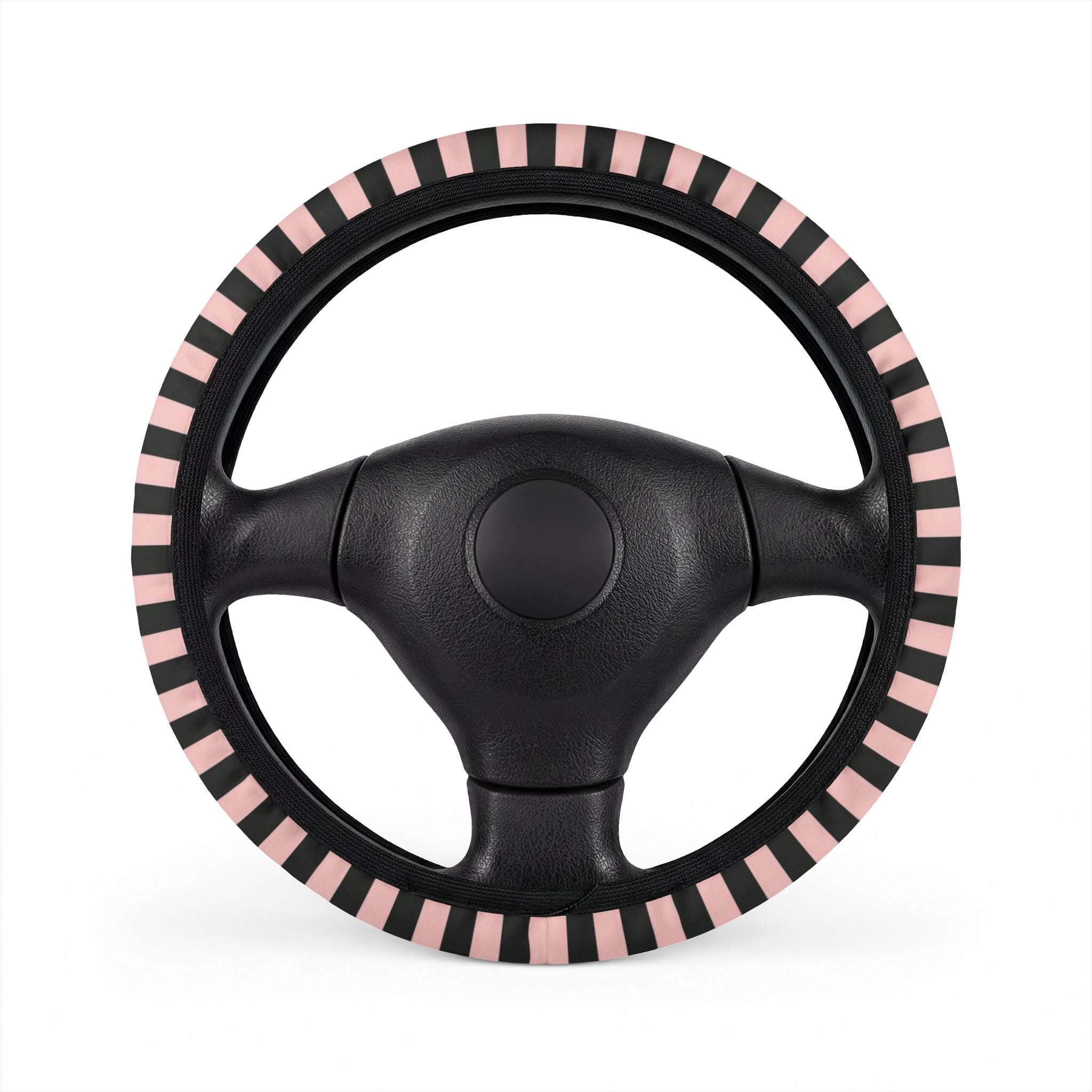 Striped Pink and Black Car Steering Wheel Cover