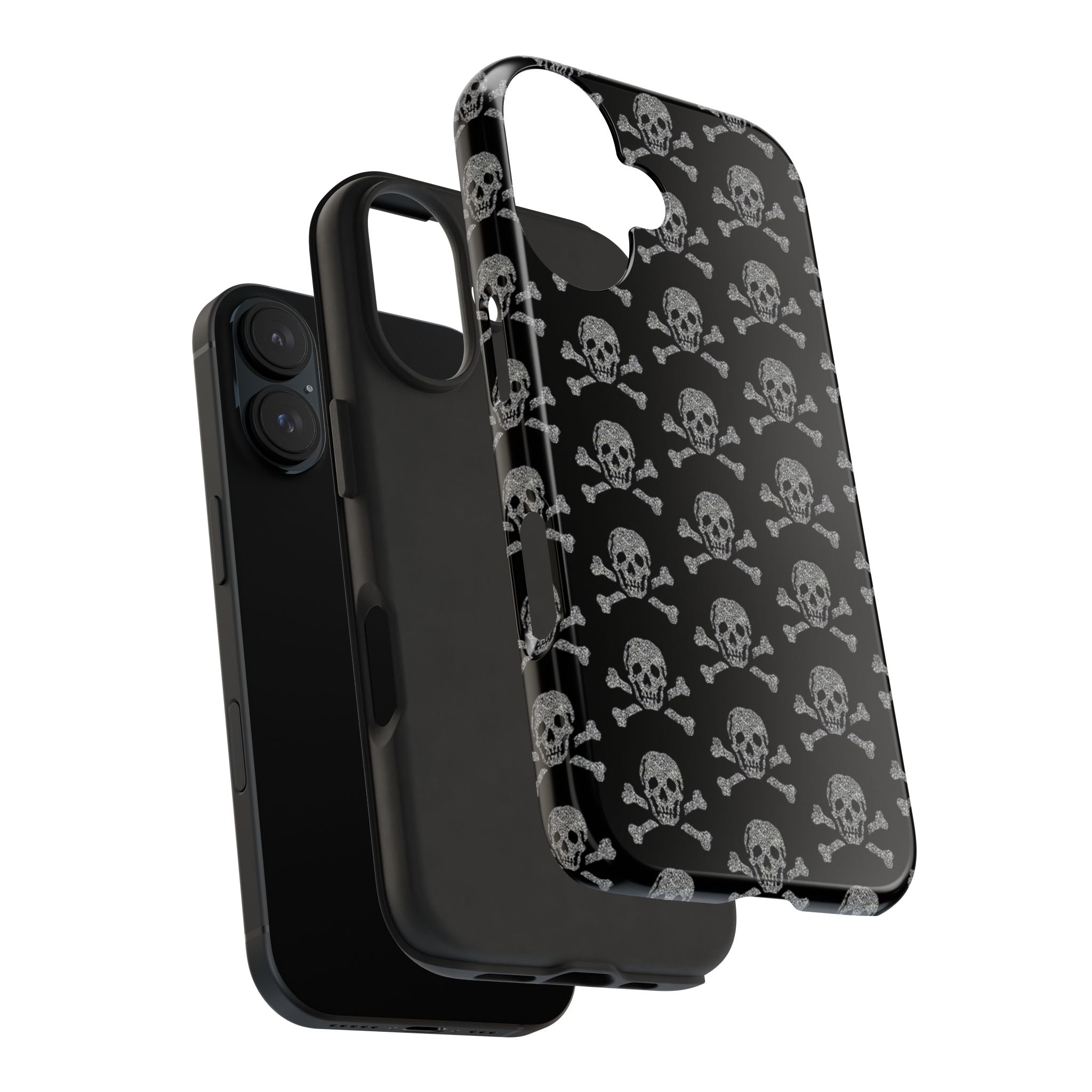Silver Skull Print Phone Case  - Tough Impact-Resistant Case