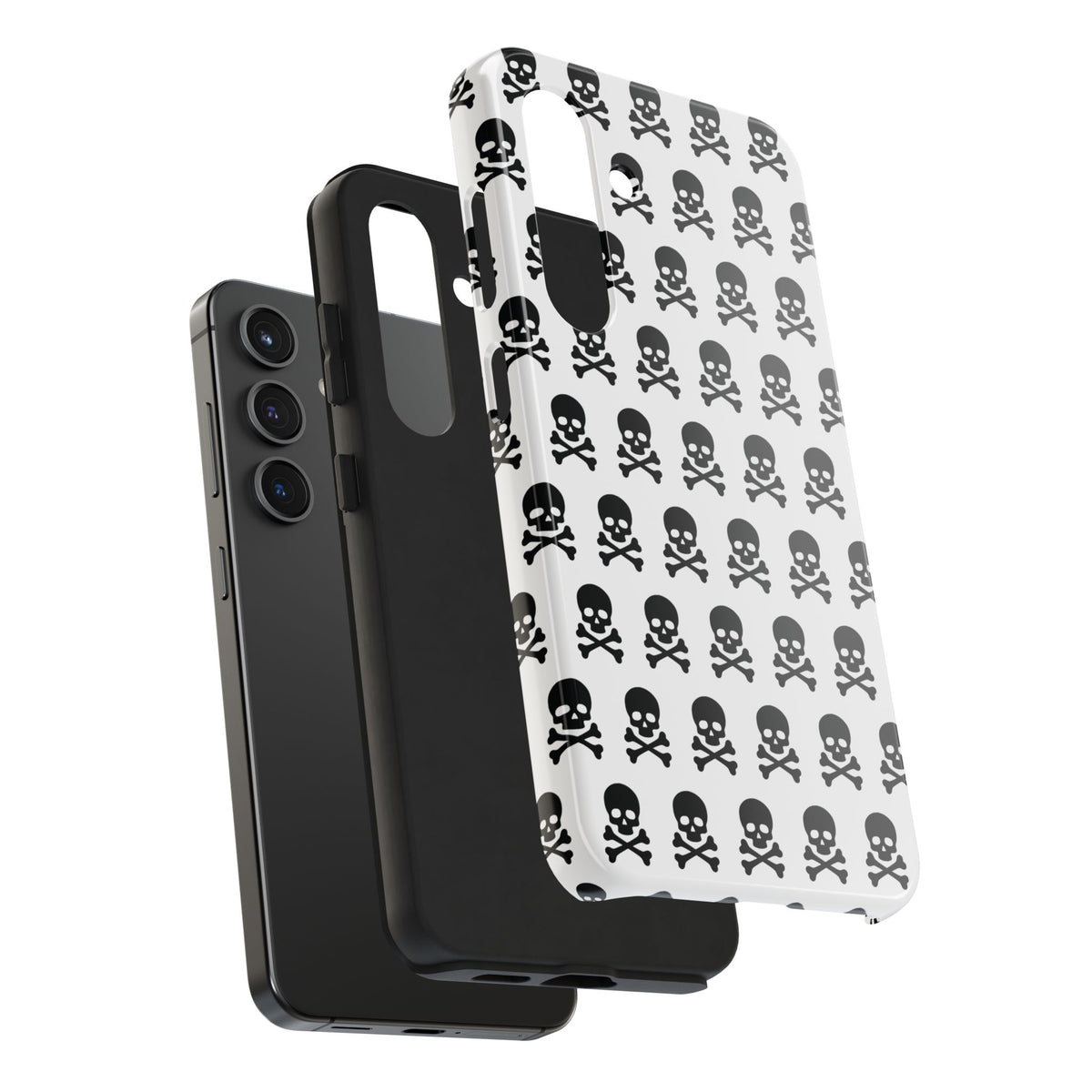 White Punk Skull Print Phone Case