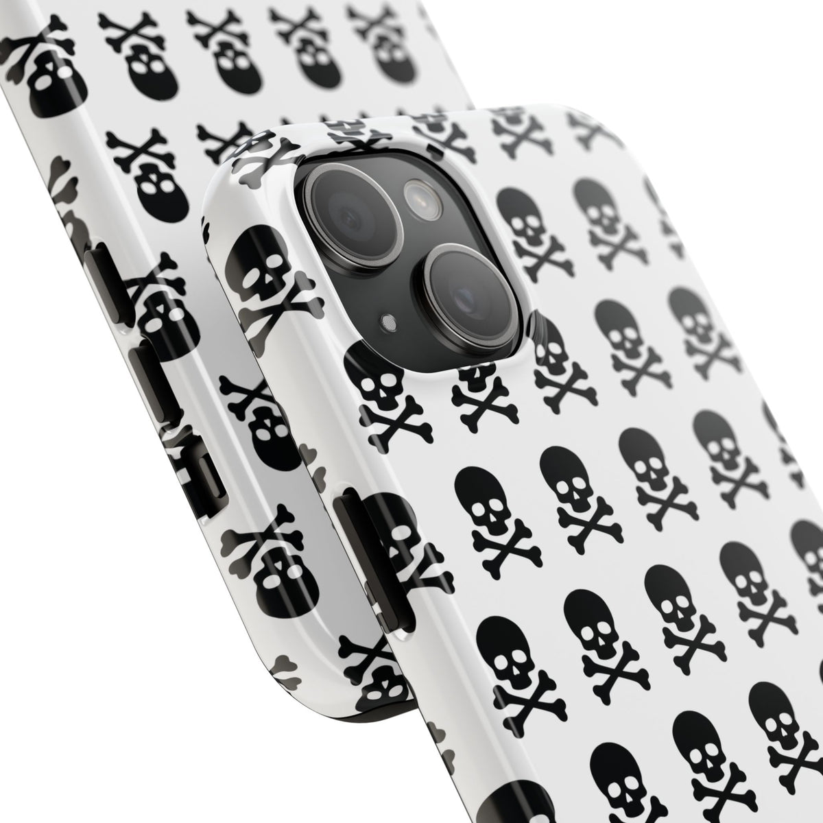 White Punk Skull Print Phone Case