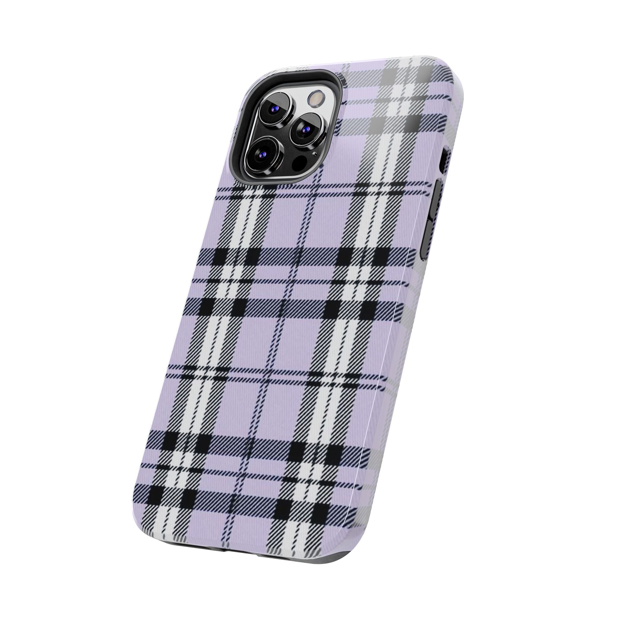 Lavender Light Purple Gingham Plaid Phone Case  - Tough Impact-Resistant Case
