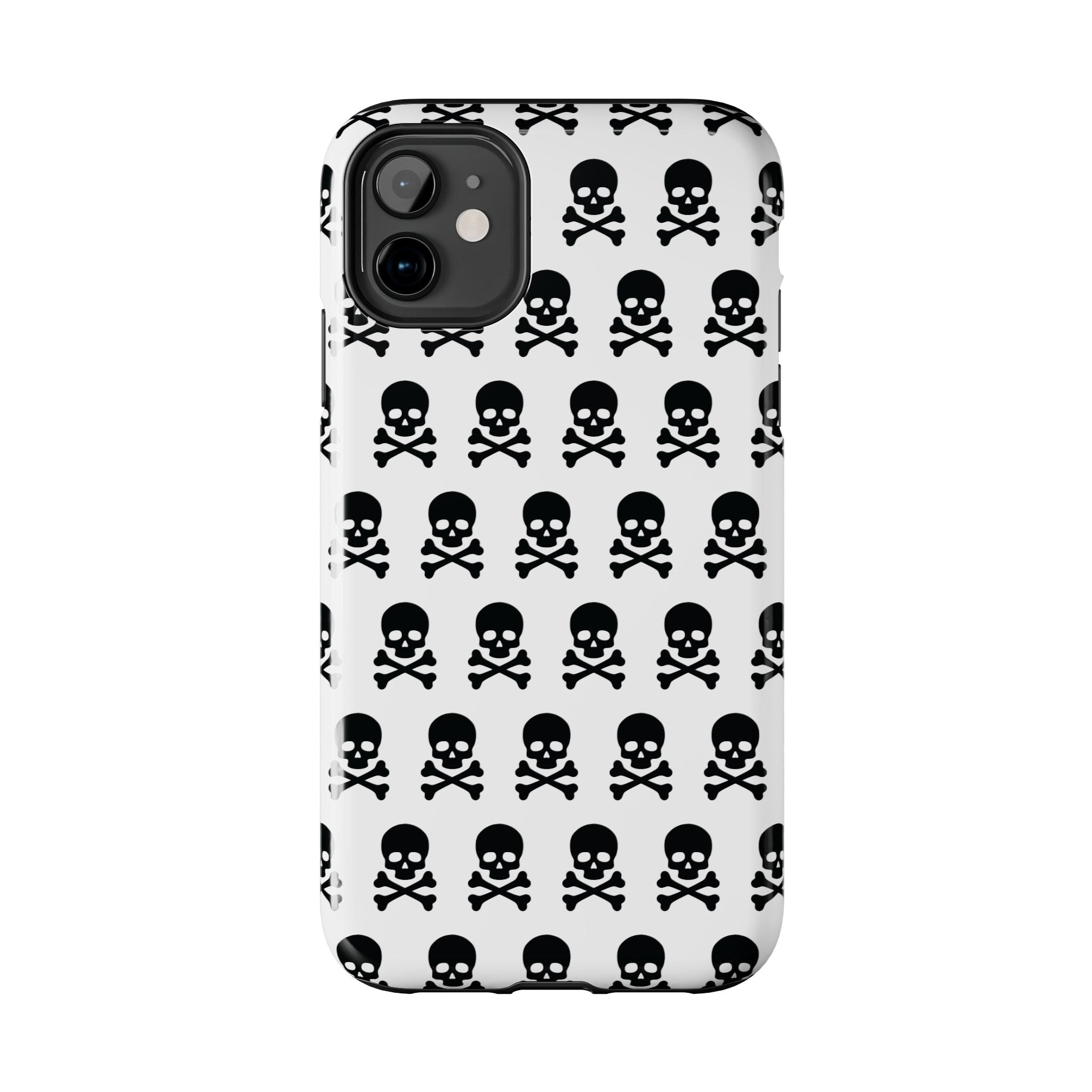 White Punk Skull Print Phone Case