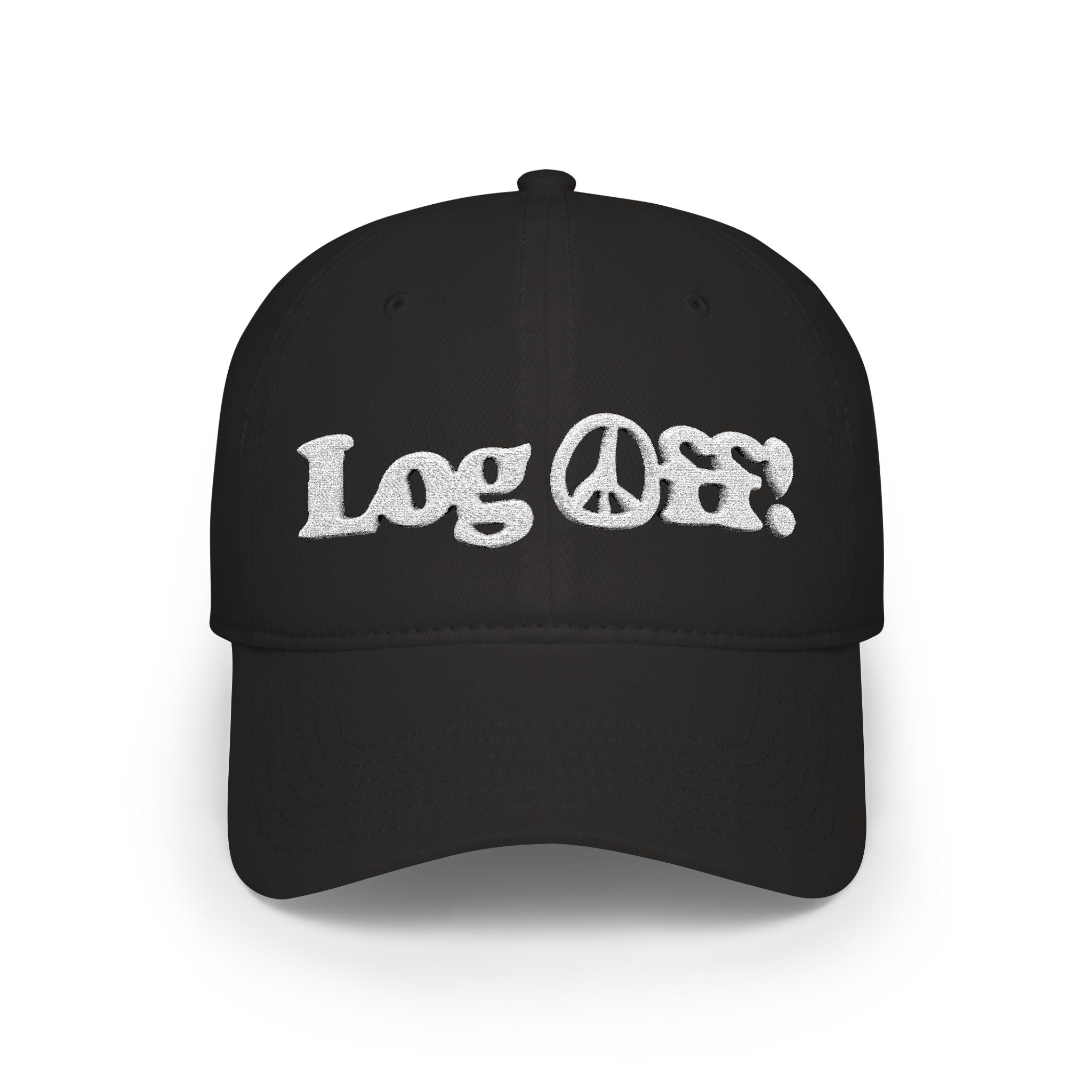 Log Off Peace Sign (White Text) Low Profile Baseball Cap