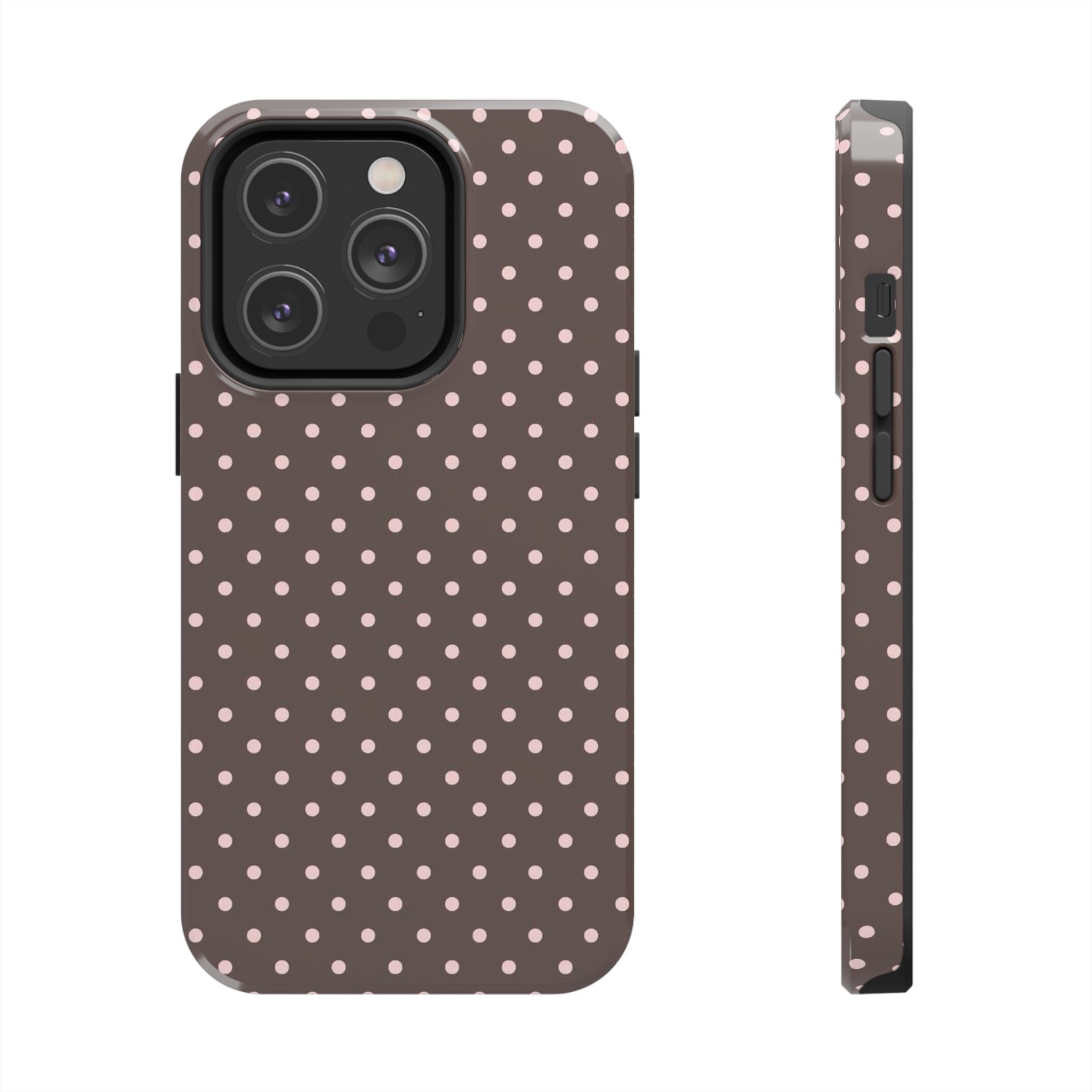 Brown with Pink Dots Phone Case  - Tough Impact-Resistant Case