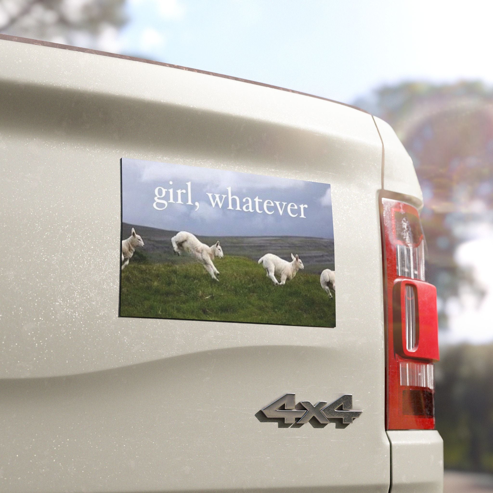 Girl Whatever Whimsy Lambs Car Bumper Magnet