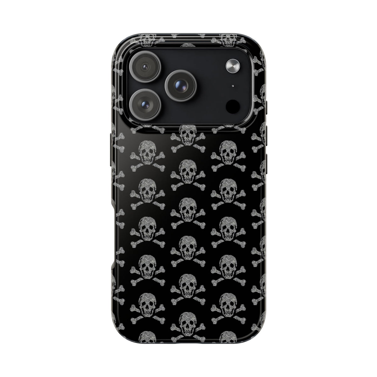 Silver Skull Print Phone Case  - Tough Impact-Resistant Case