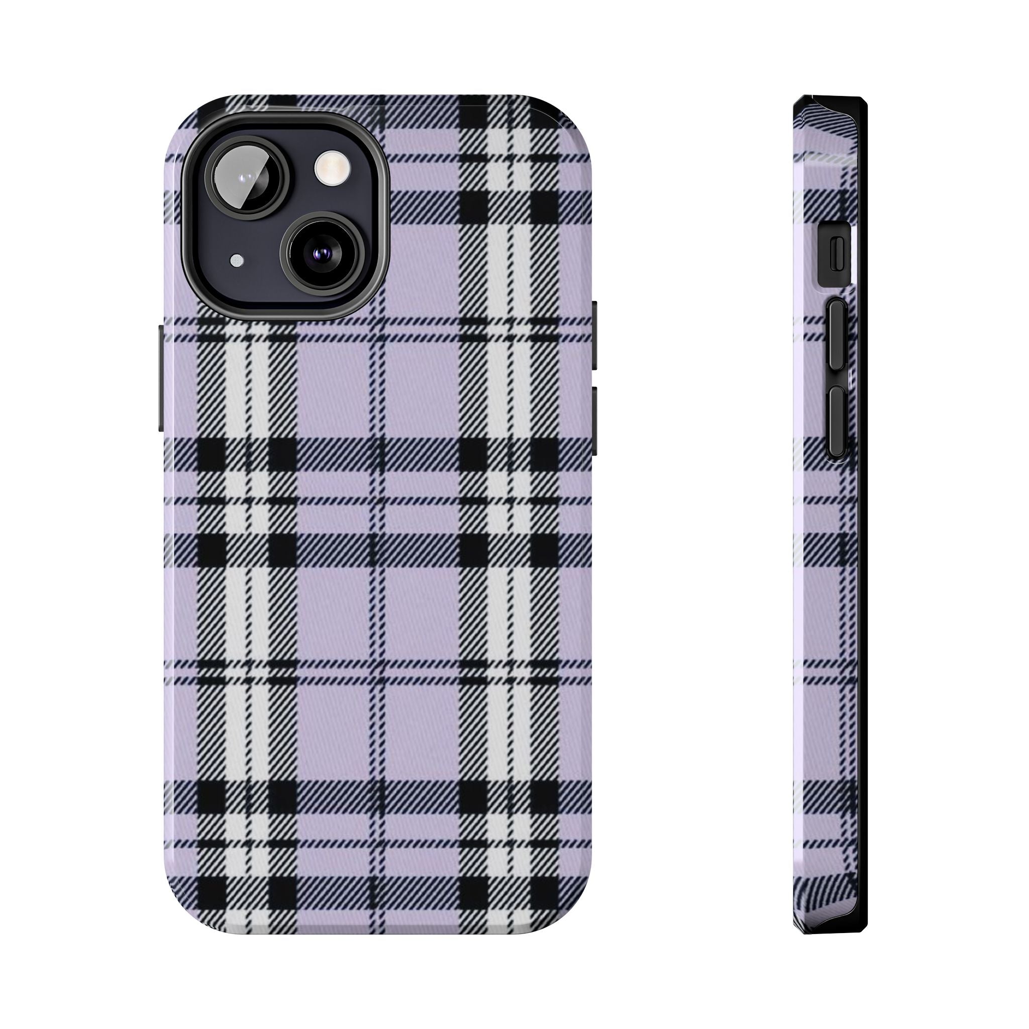 Lavender Light Purple Gingham Plaid Phone Case  - Tough Impact-Resistant Case