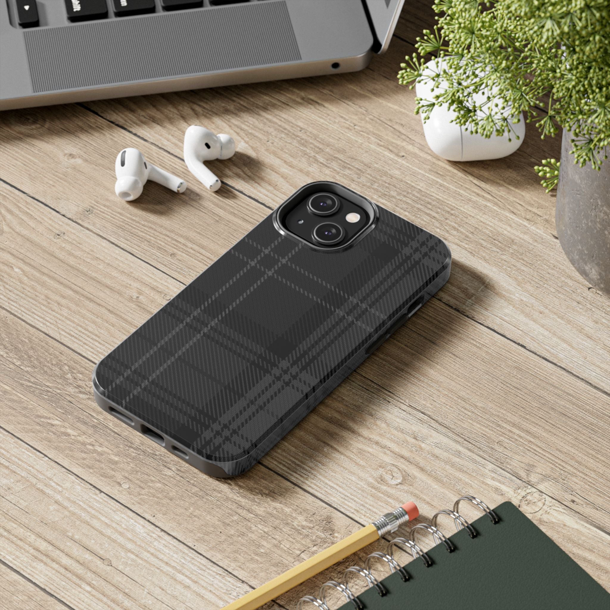 Black Plaid Phone Case  - Tough Impact-Resistant Case