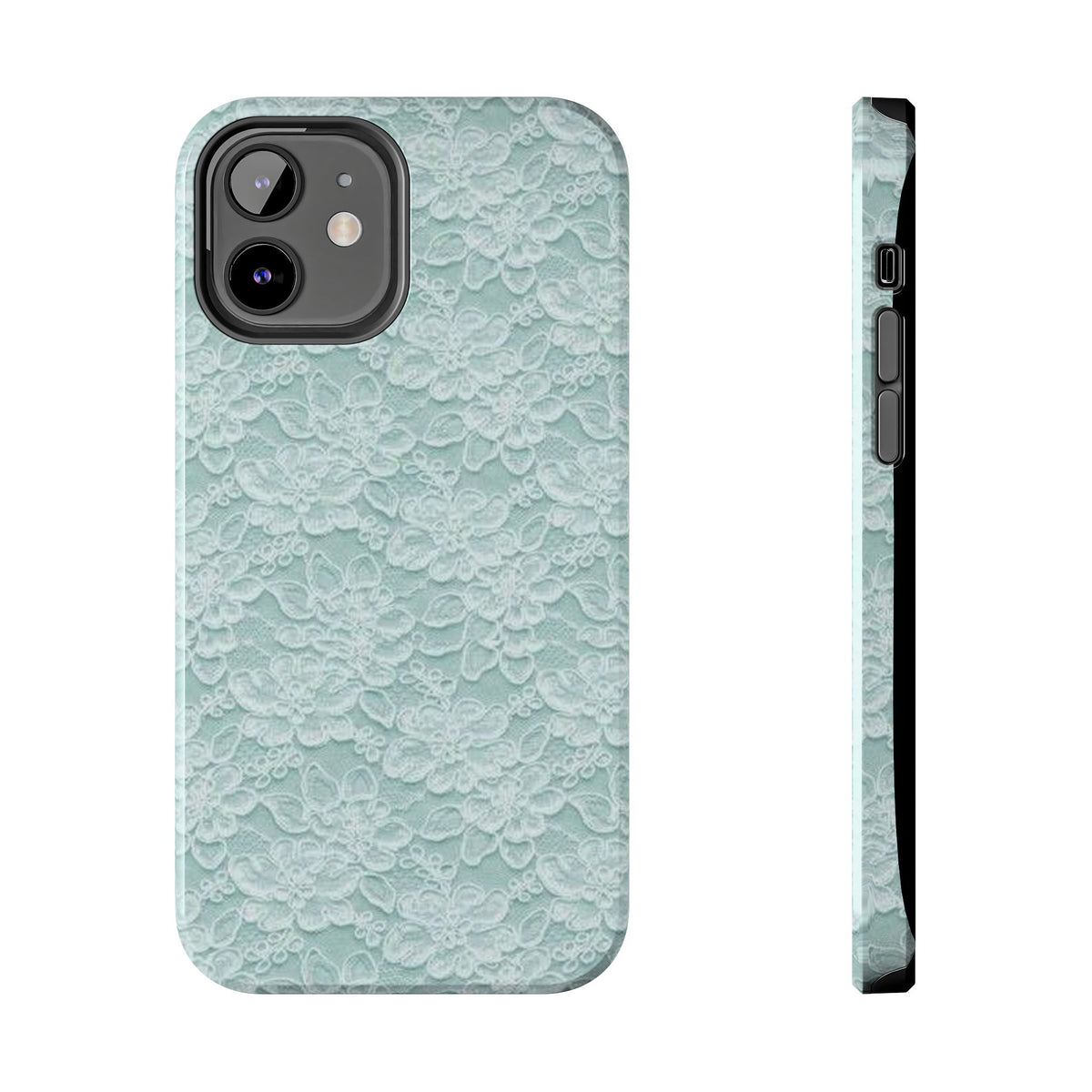 Teal Light Blue Lace Print Pattern Phone Case