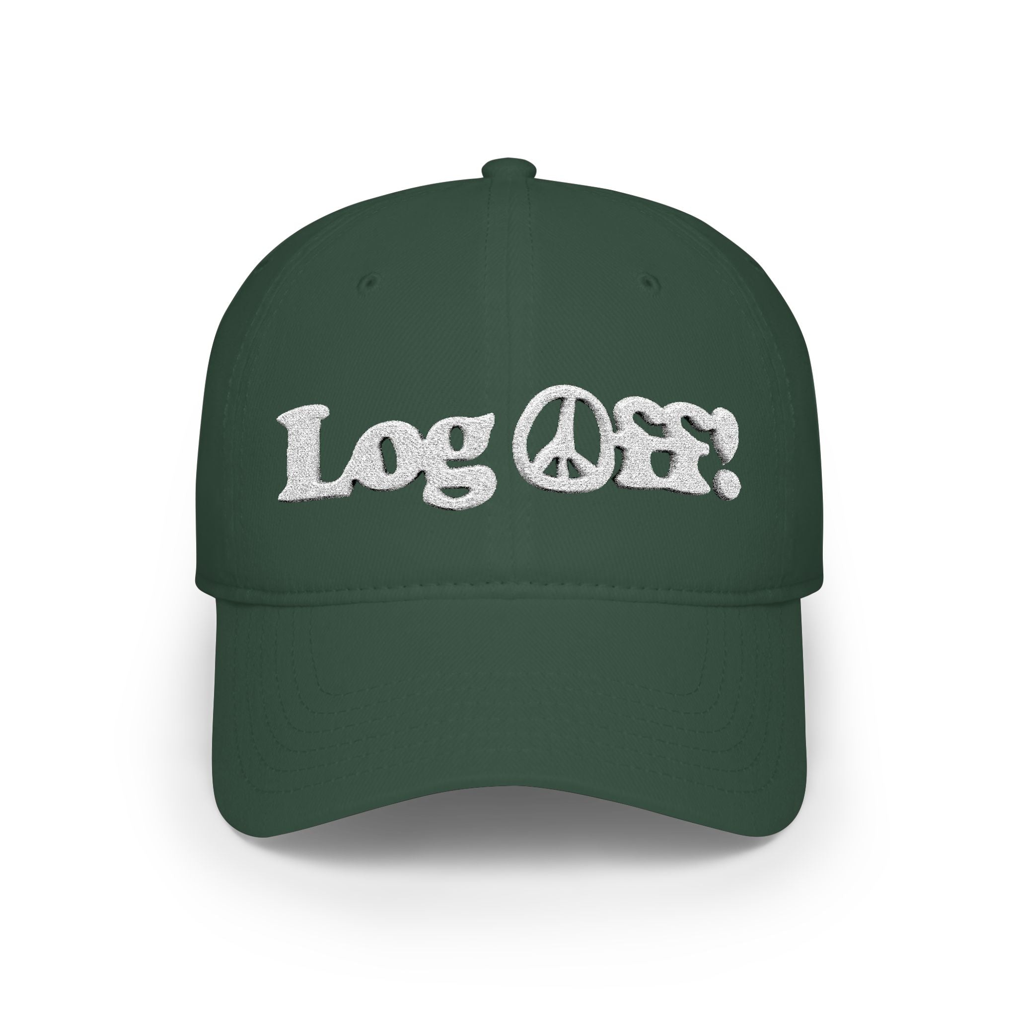 Log Off Peace Sign (White Text) Low Profile Baseball Cap