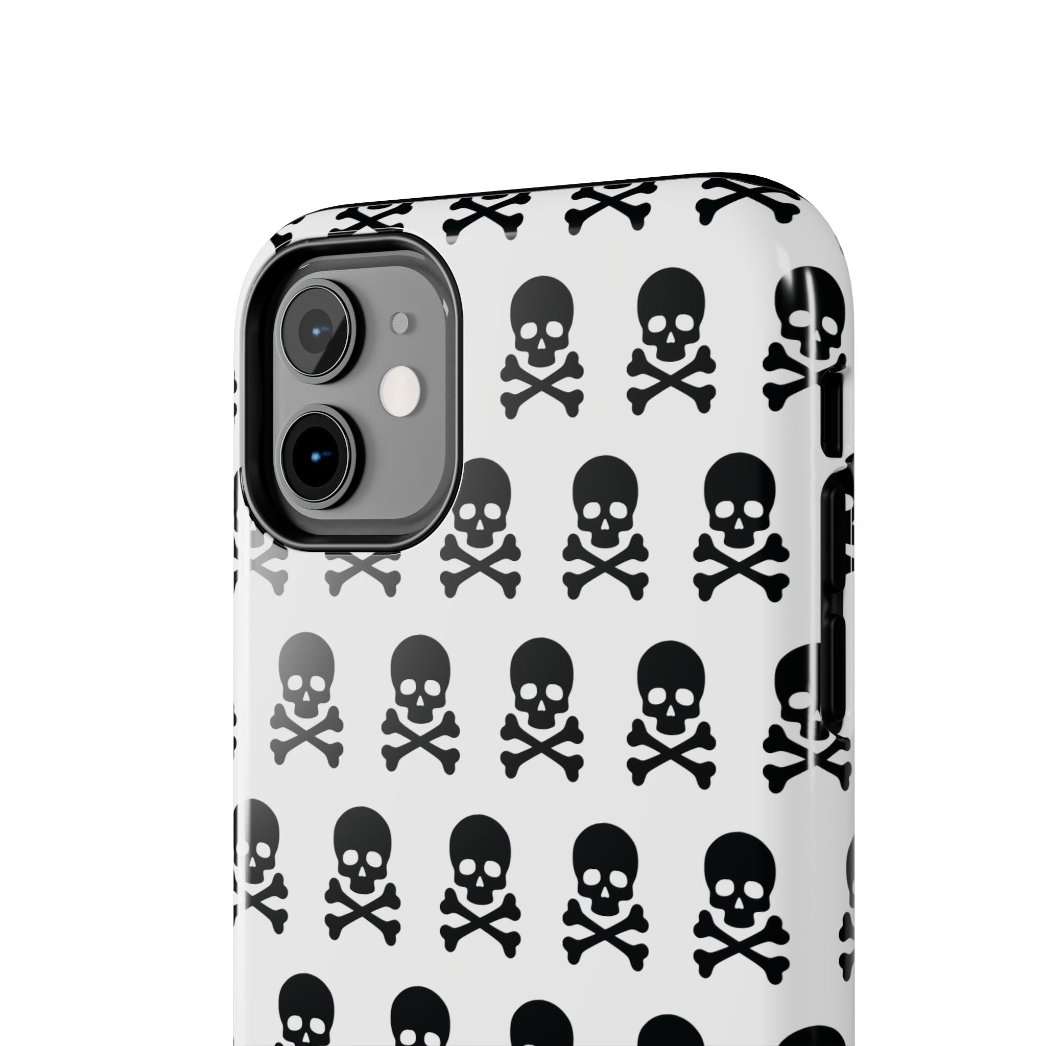 White Punk Skull Print Phone Case
