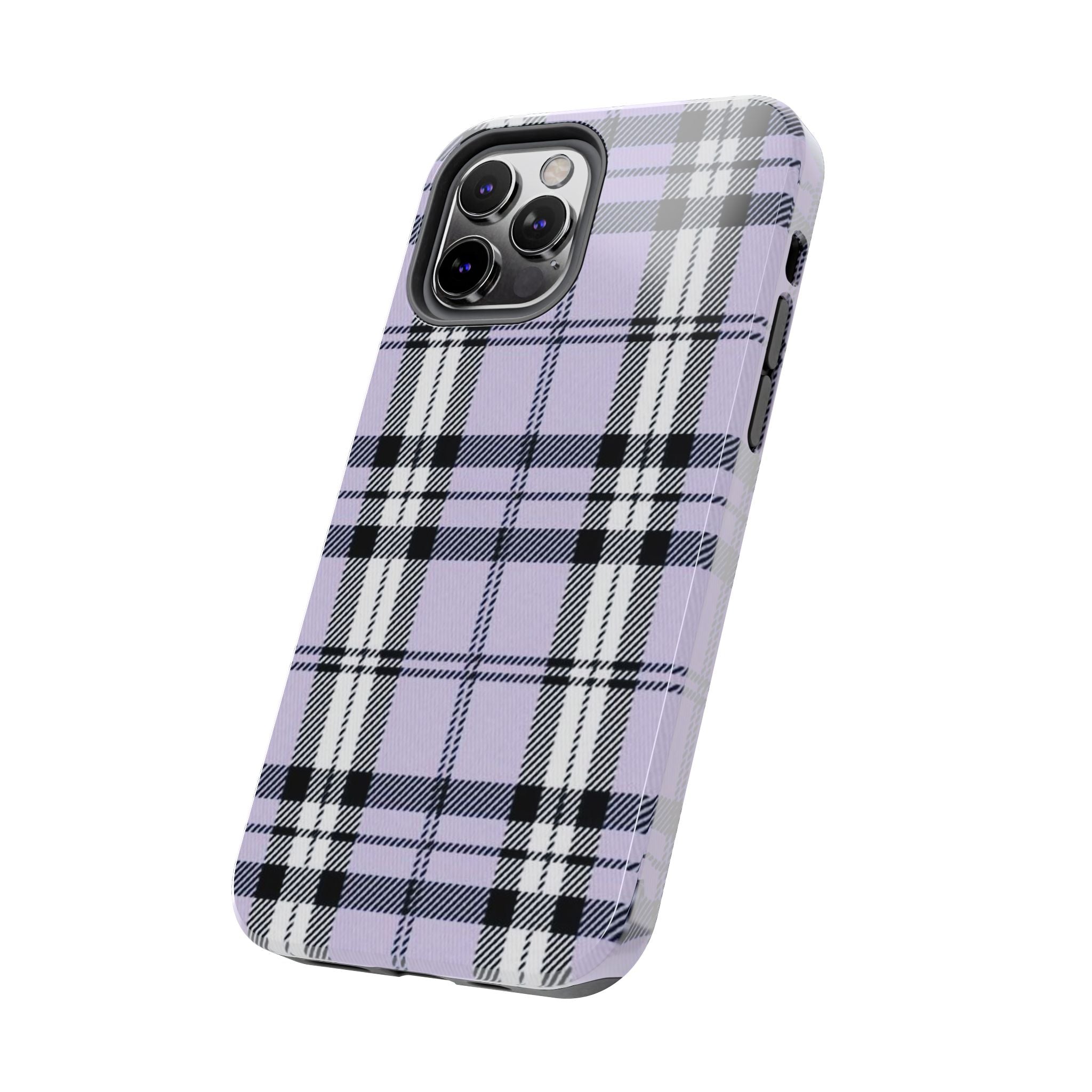 Lavender Light Purple Gingham Plaid Phone Case  - Tough Impact-Resistant Case