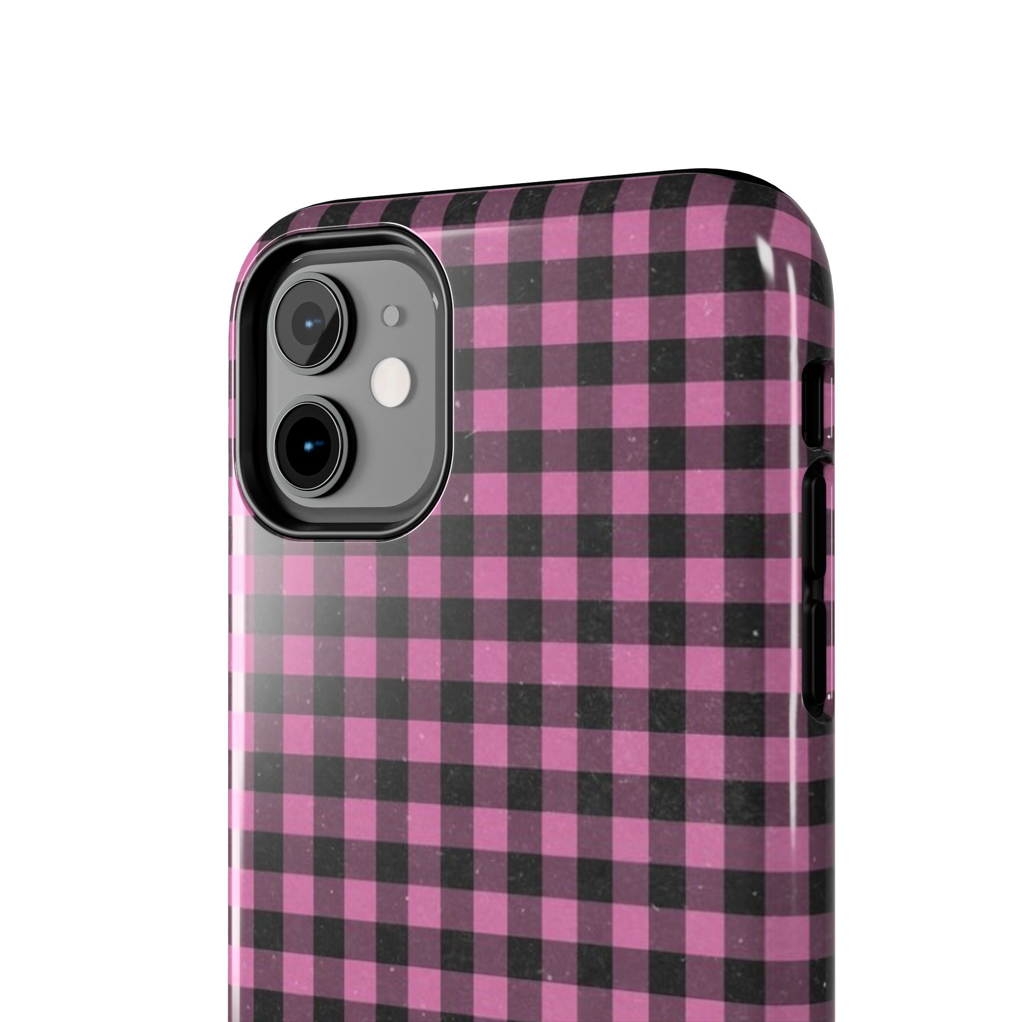 Pink and Black Faded Gingham Plaid Phone Case