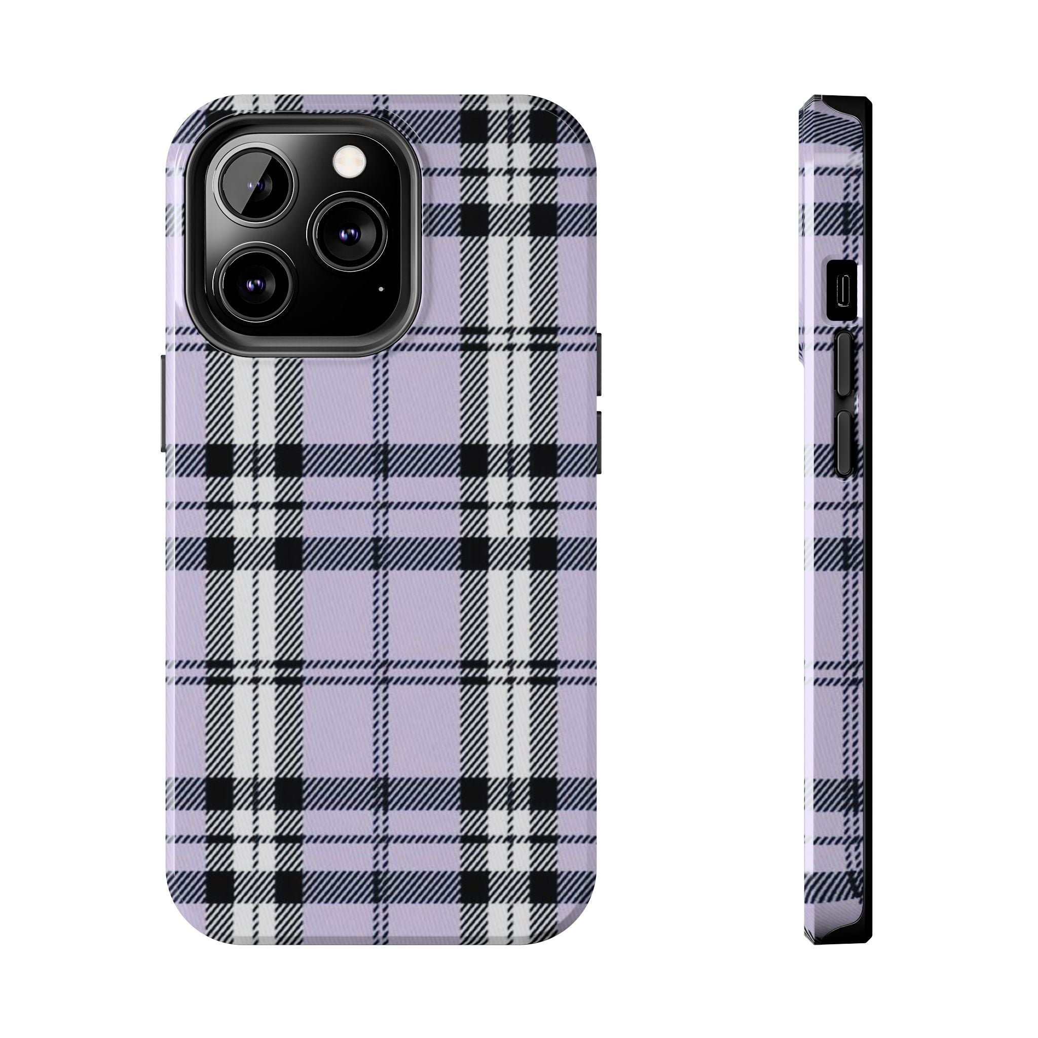 Lavender Light Purple Gingham Plaid Phone Case  - Tough Impact-Resistant Case