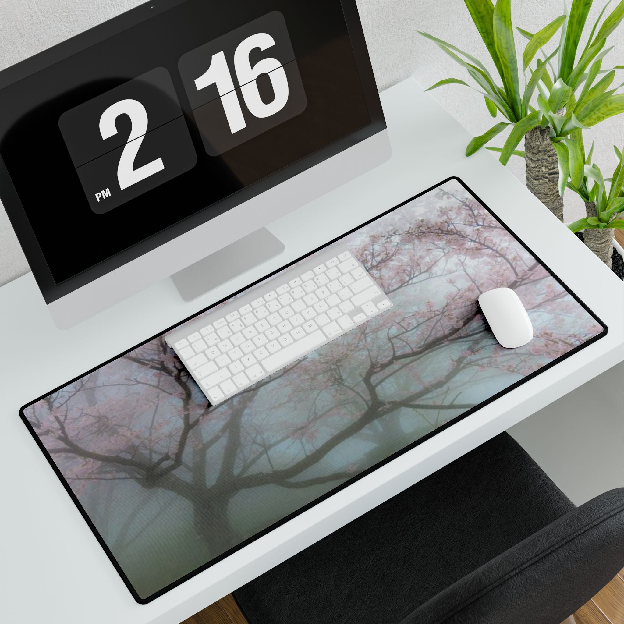Foggy Cherry Blossom Mouse Pad — Large Non Slip Desk Mat