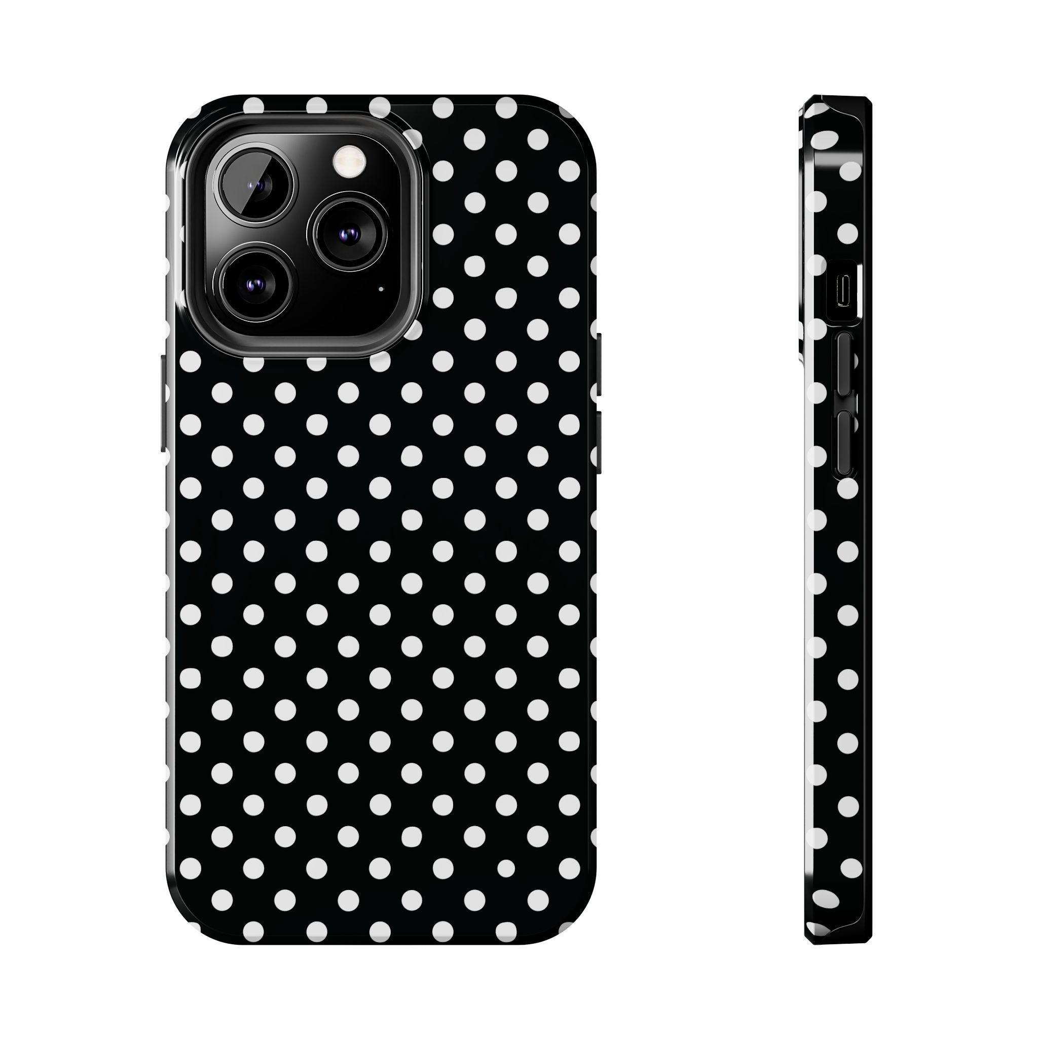Black and White Polka Dot Phone Case  - Tough Impact-Resistant Case