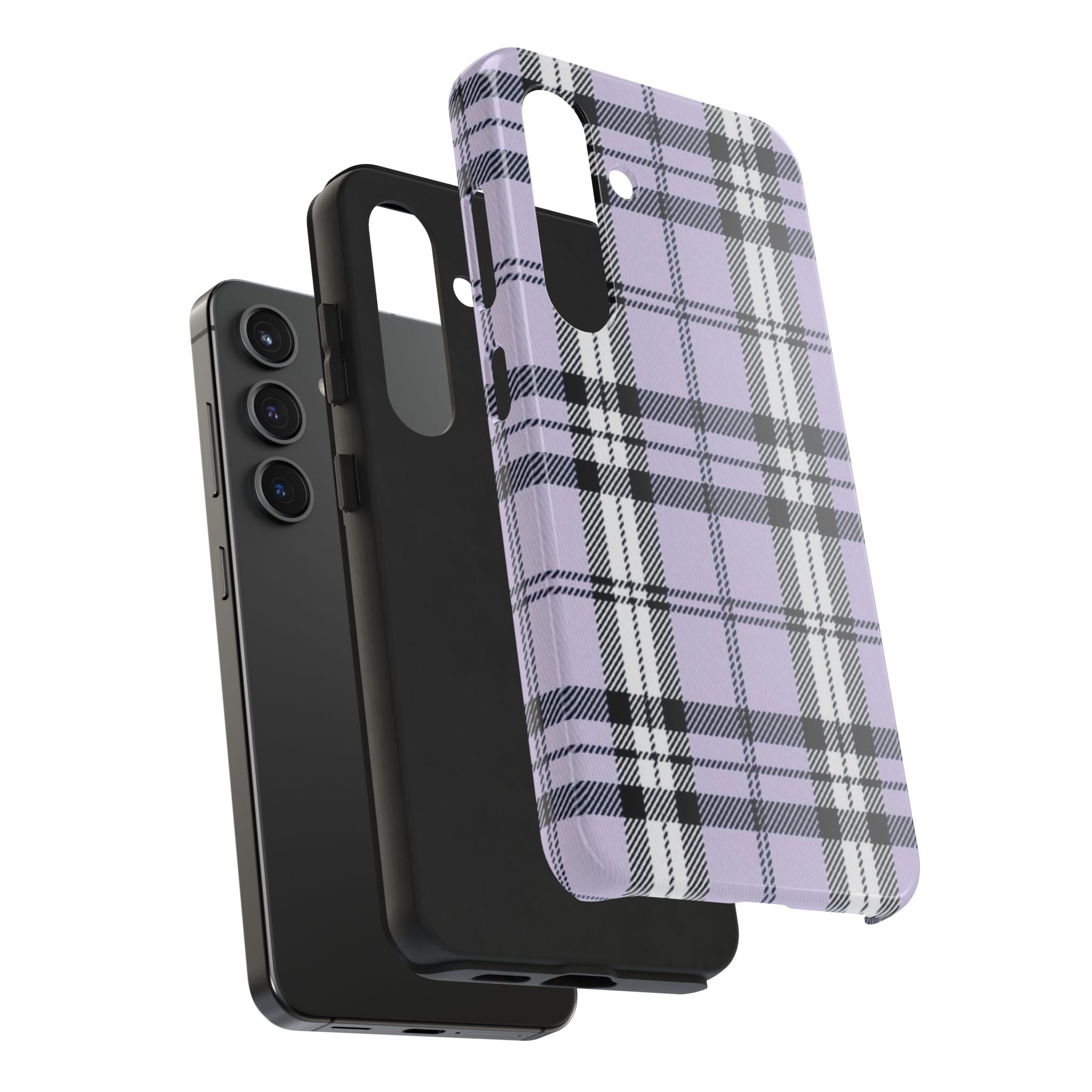Lavender Light Purple Gingham Plaid Phone Case  - Tough Impact-Resistant Case